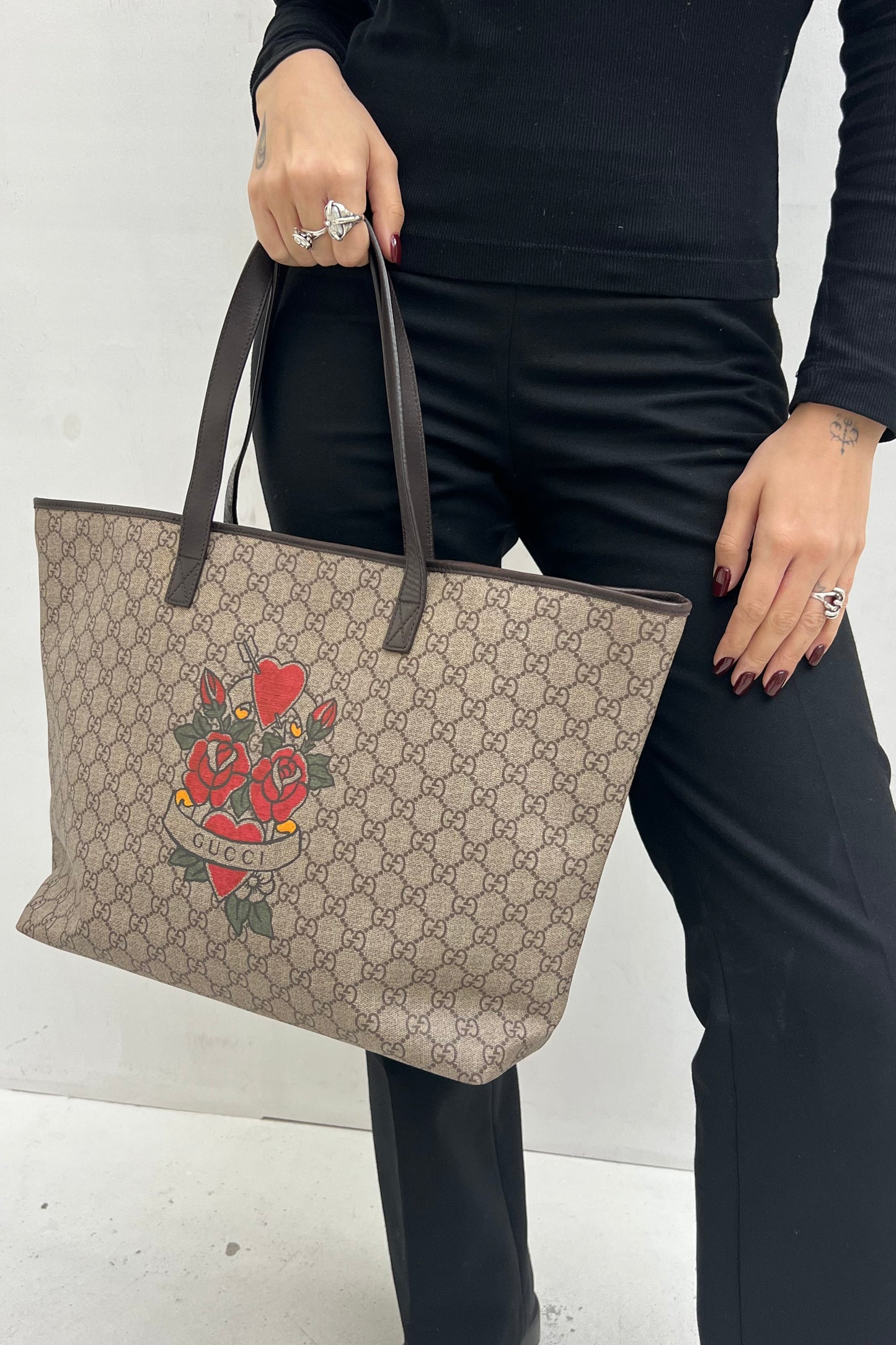 Vintage Monogram Tattoo Print Shopper