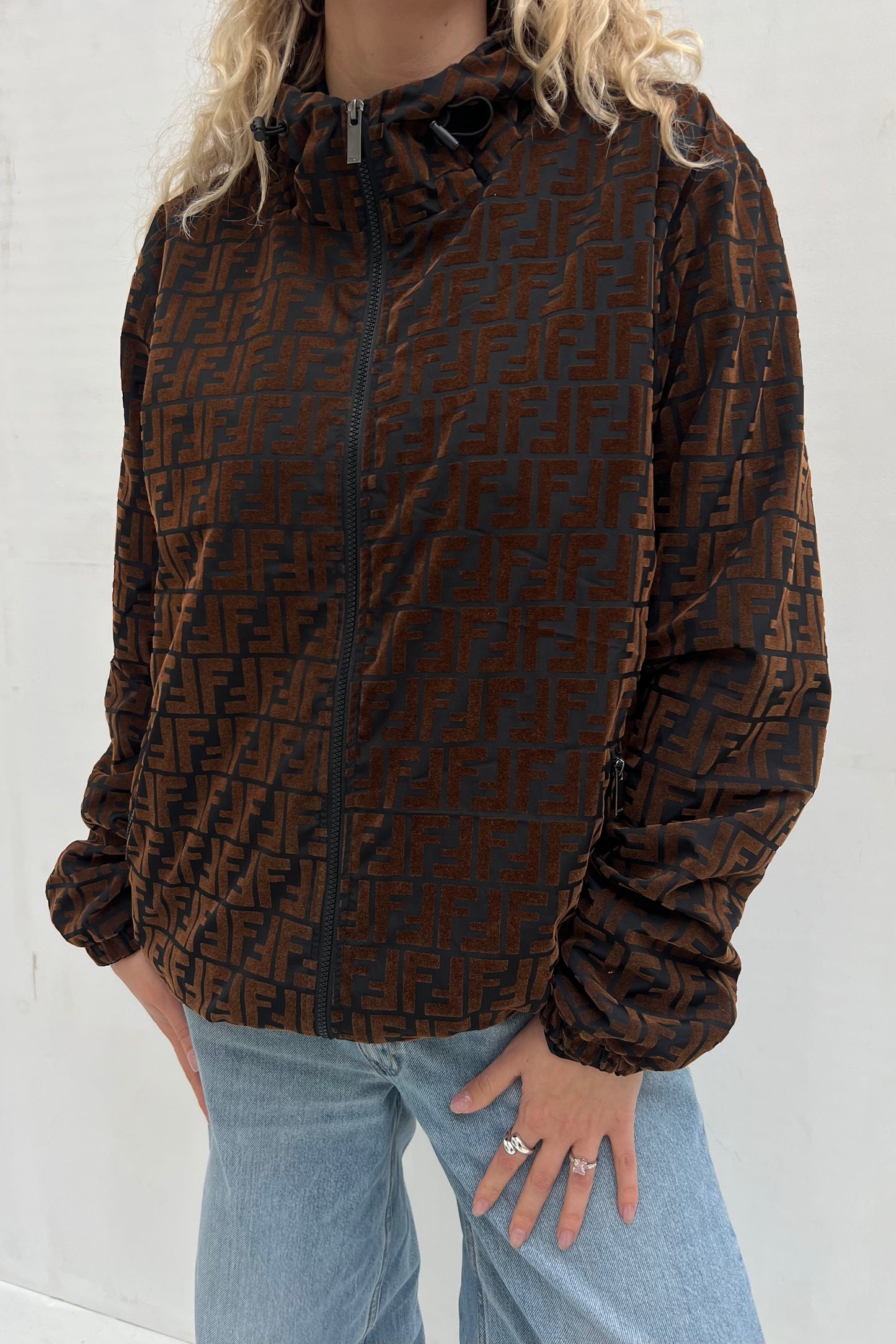 Vintage Chocolate Zucca Oversized Track Jacket