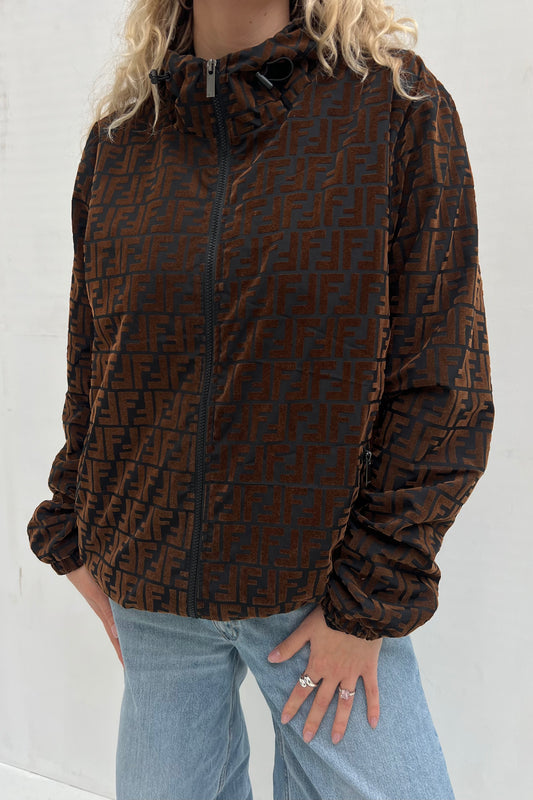 Vintage Chocolate Zucca Oversized Track Jacket