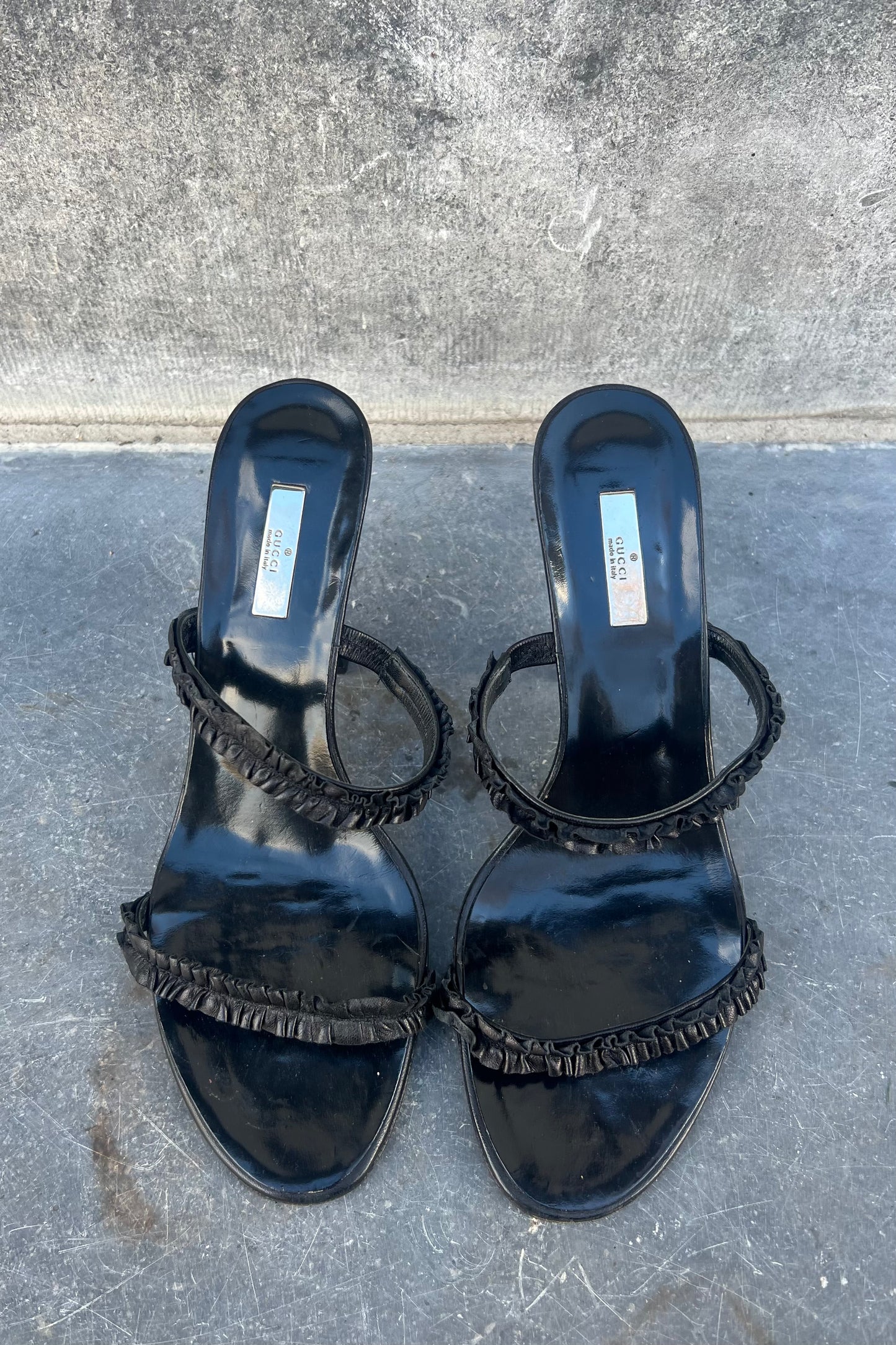 Vintage Black Ruched Heels 40,5