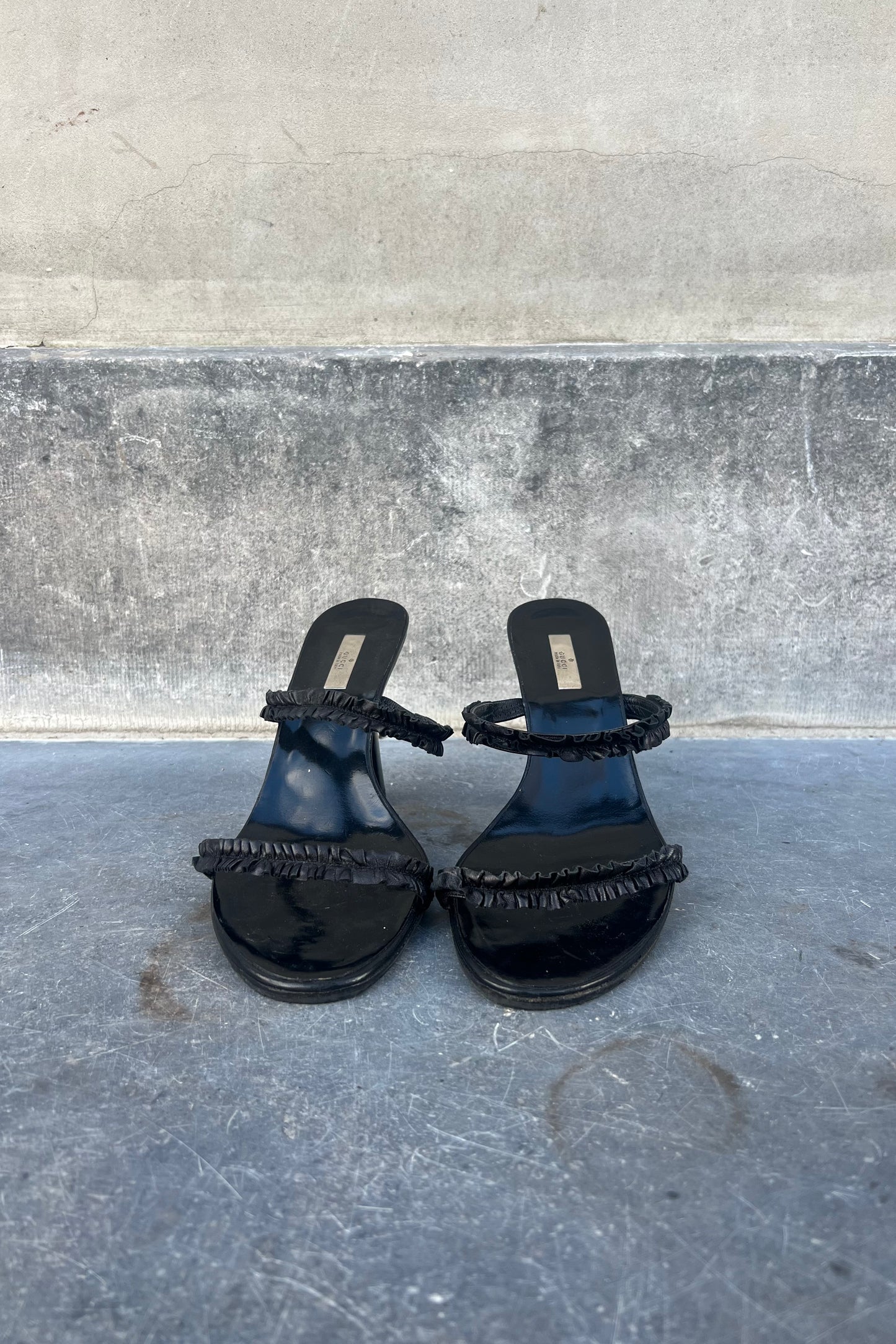 Vintage Black Ruched Heels 40,5