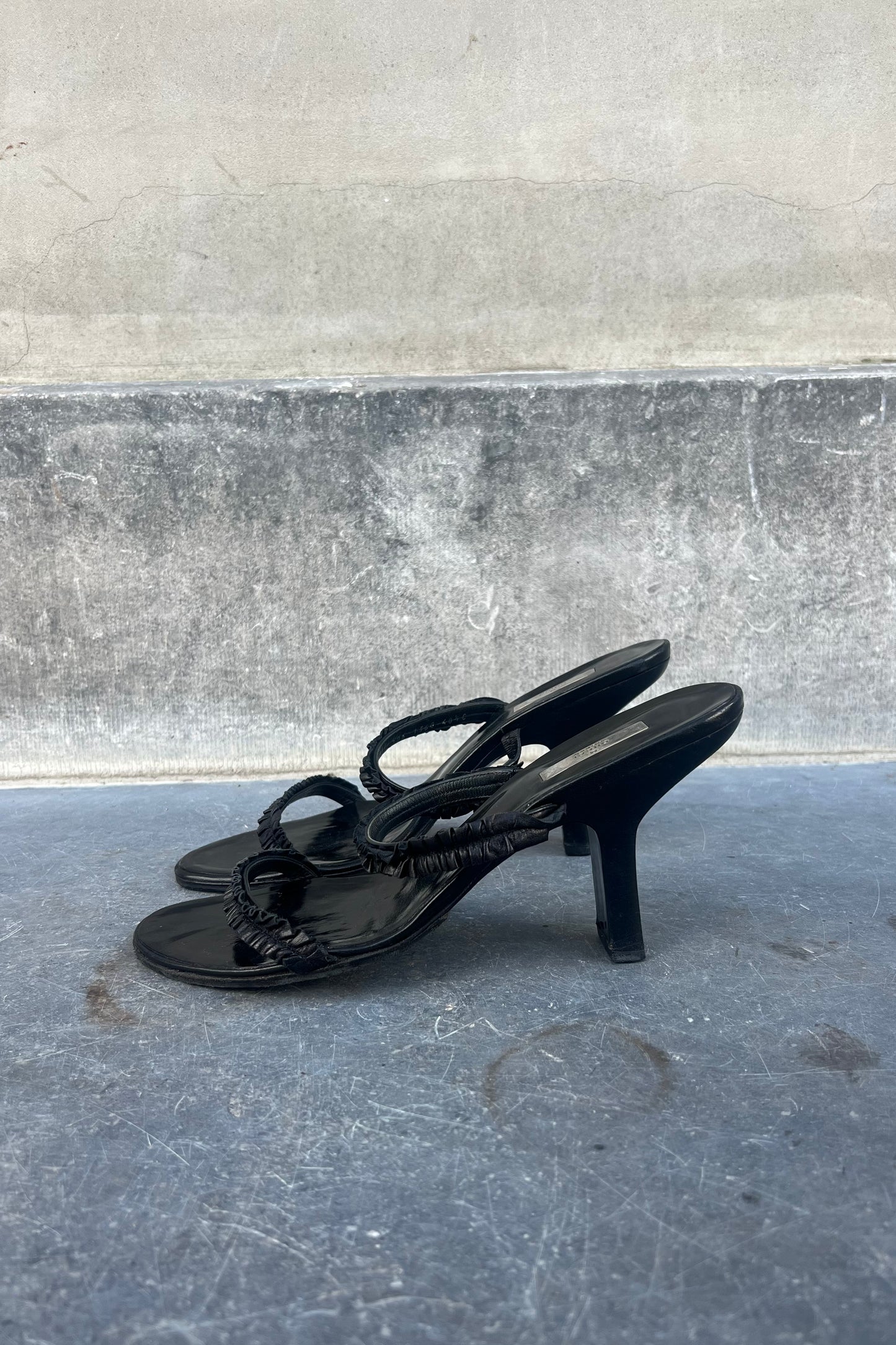 Vintage Black Ruched Heels 40,5