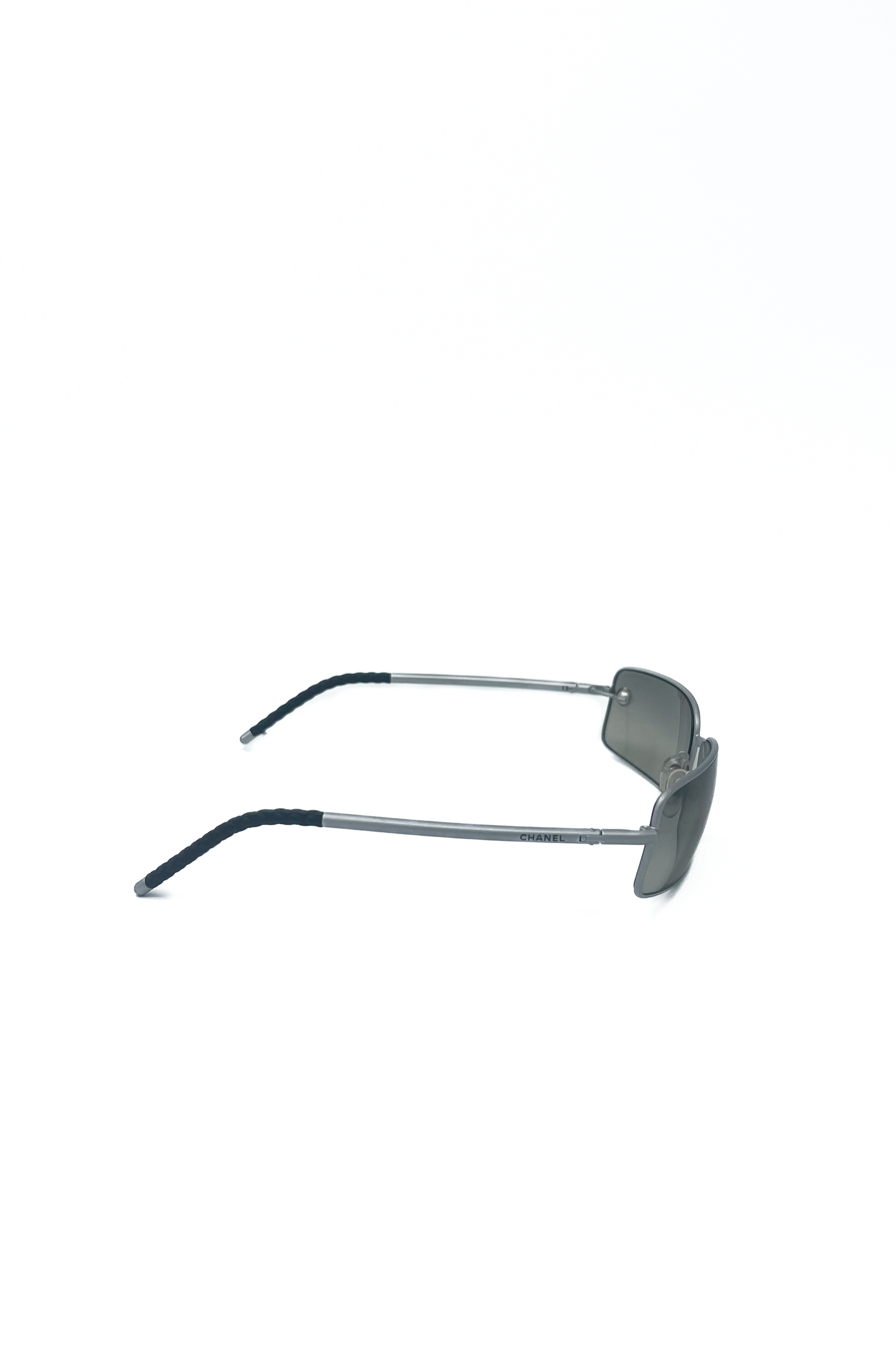 Vintage Rectangular Silver Brushed Pearl Detail Sunglasses