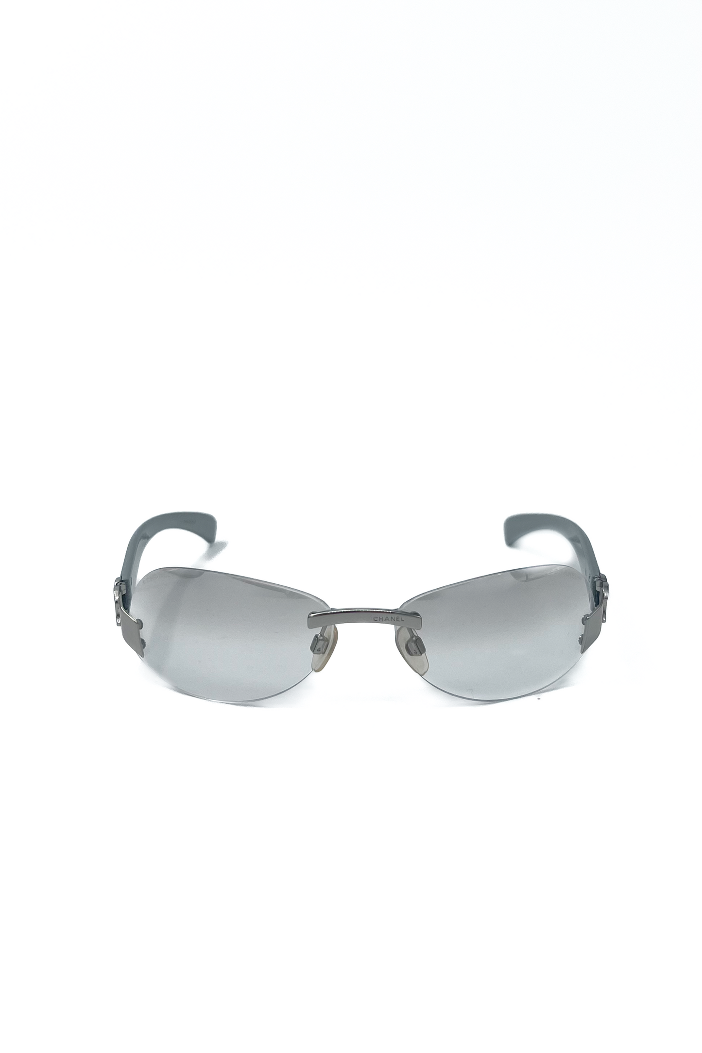 Transparant Rimless Silver CC Logo Sunglasses