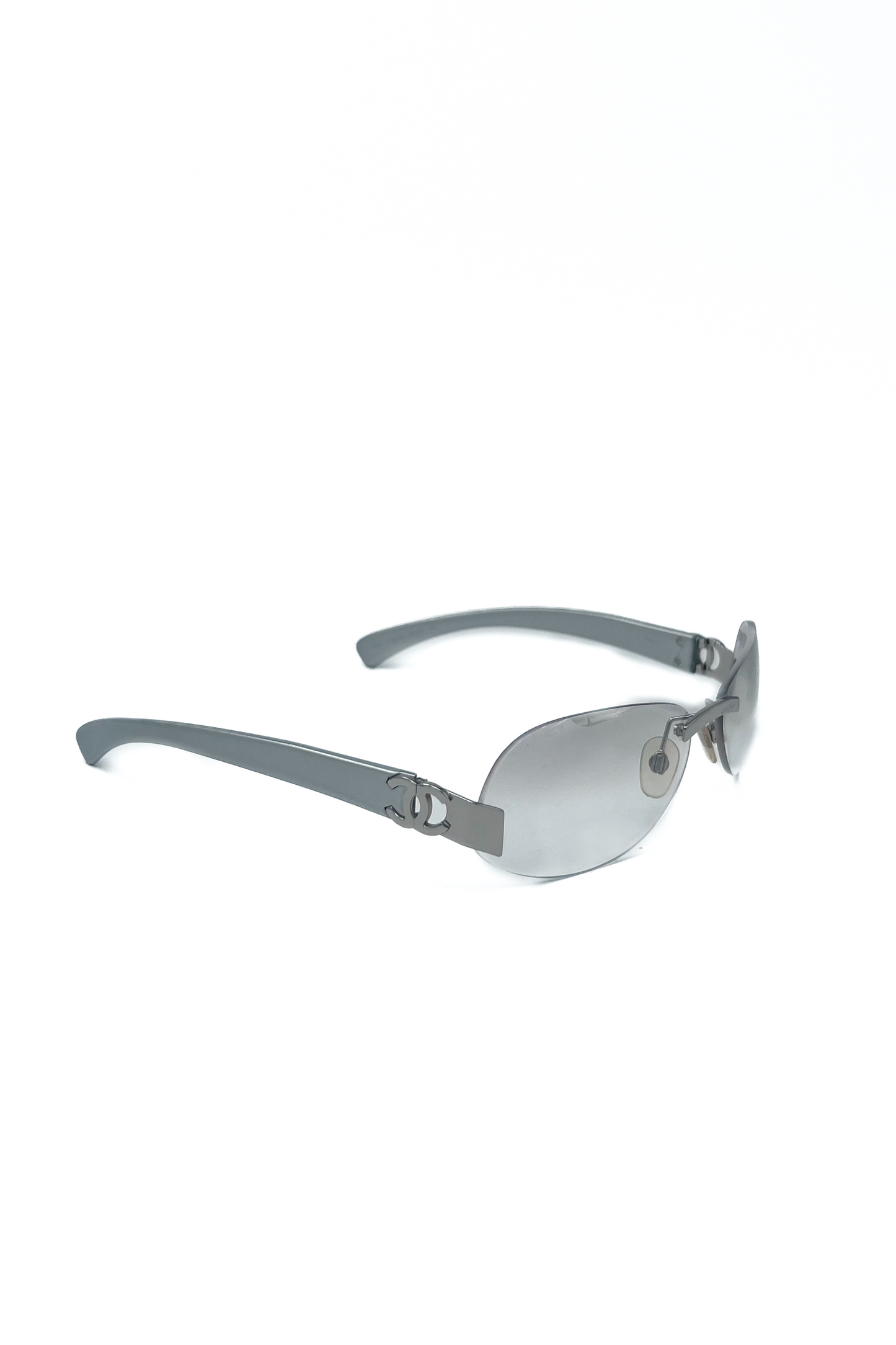 Transparant Rimless Silver CC Logo Sunglasses