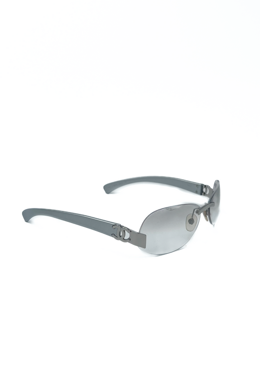 Transparant Rimless Silver CC Logo Sunglasses