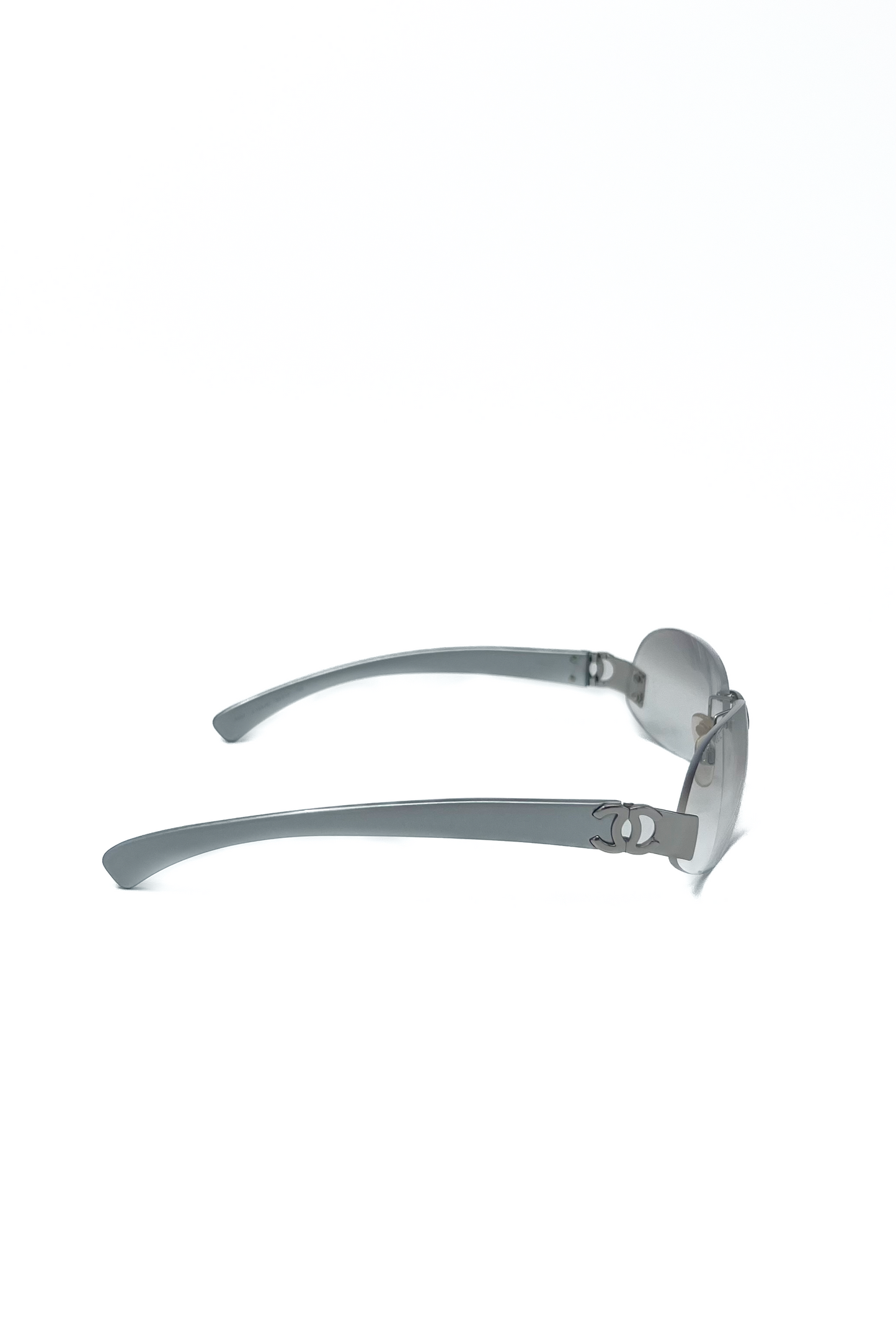 Transparant Rimless Silver CC Logo Sunglasses