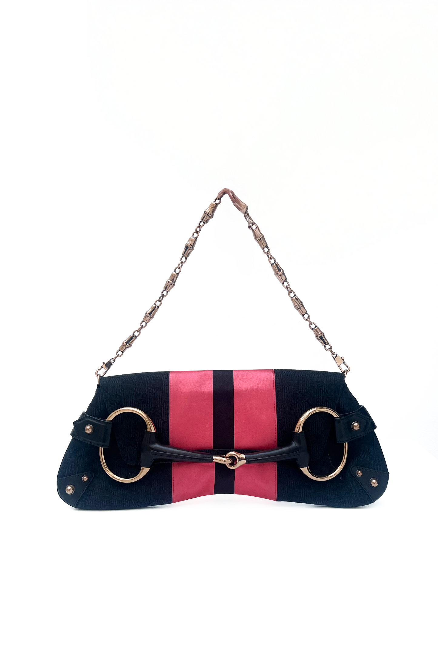 Vintage Black Monogram & Pink Satin Pochette