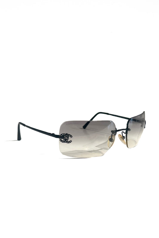 Vintage Black Smokey Diamante Sunglasses