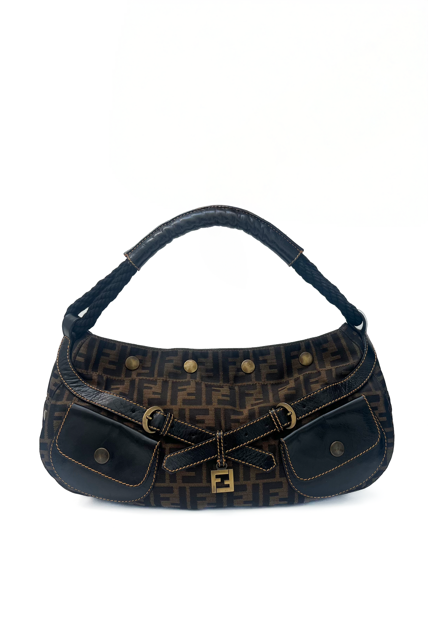 Vintage Classic Zucca Rope Handle Shoulder Bag