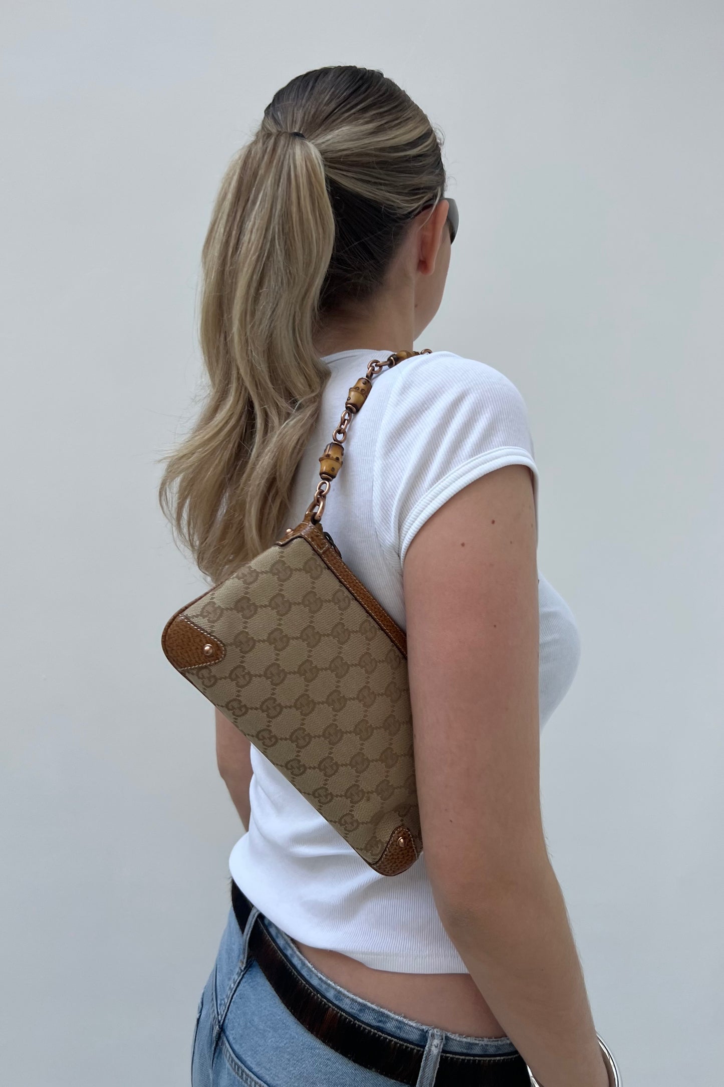 Vintage Classic Monogram Bamboo Handle Pochette