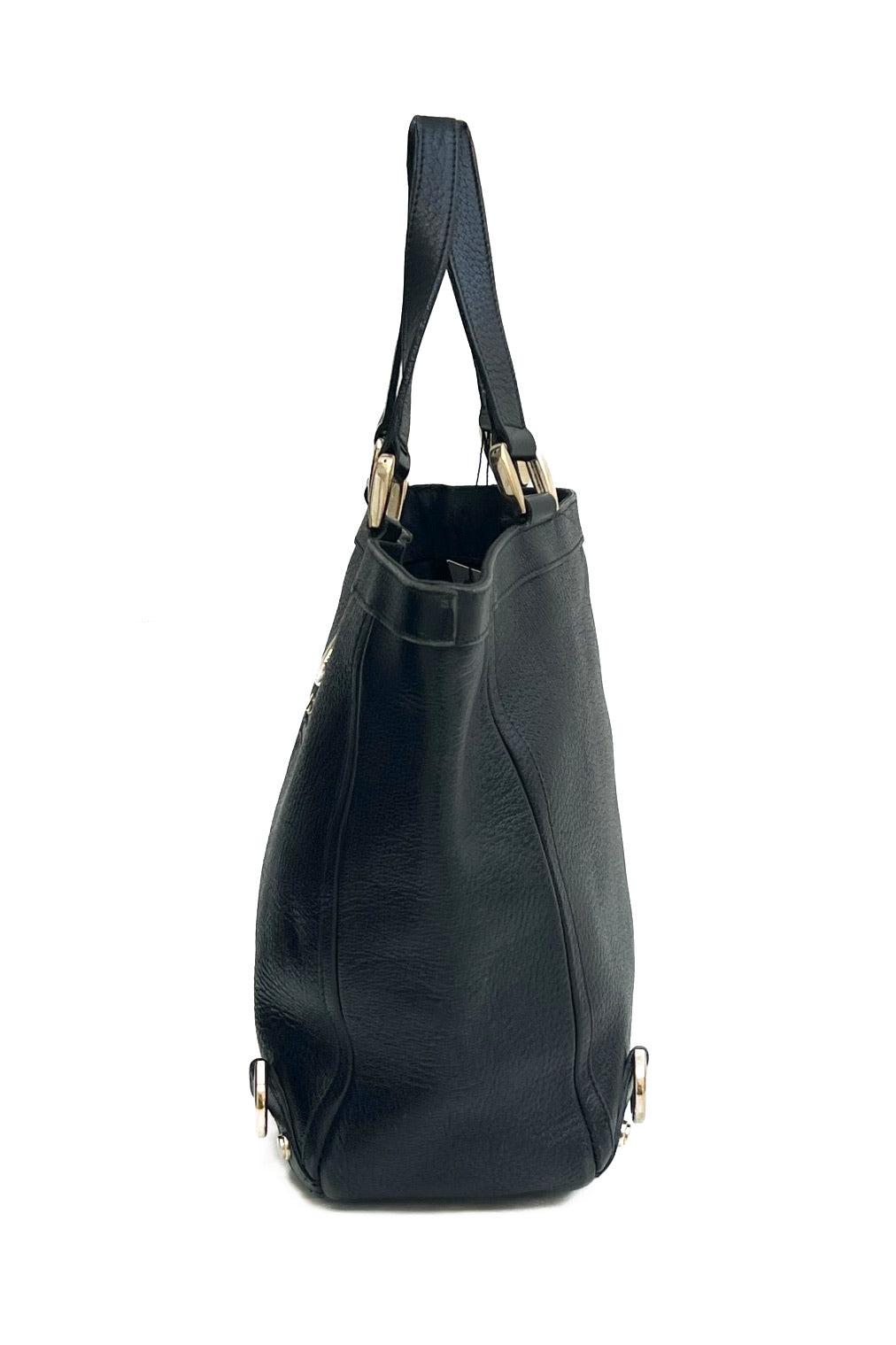 Vintage All Black Leather D-ring Bag