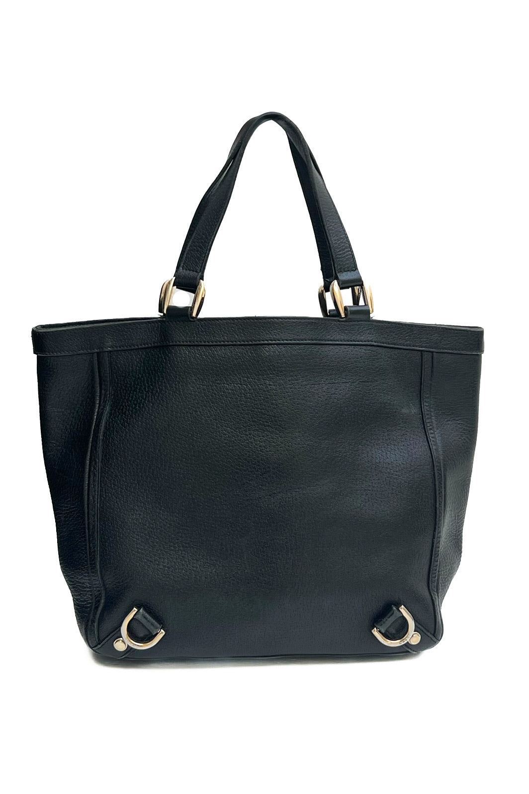 Vintage All Black Leather D-ring Bag