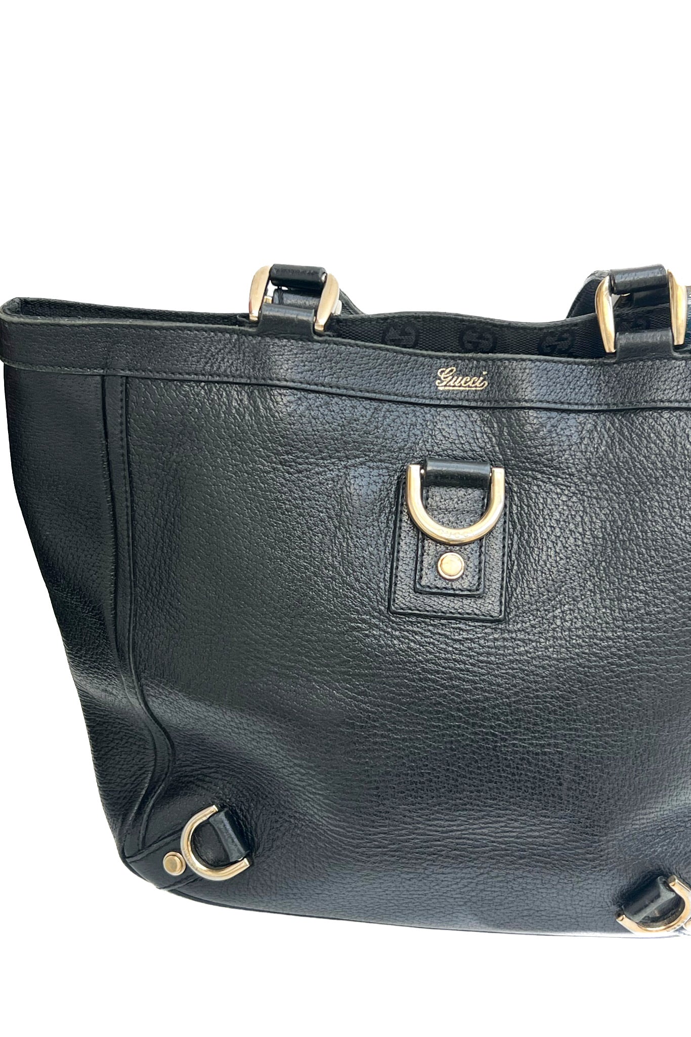 Vintage All Black Leather D-ring Bag