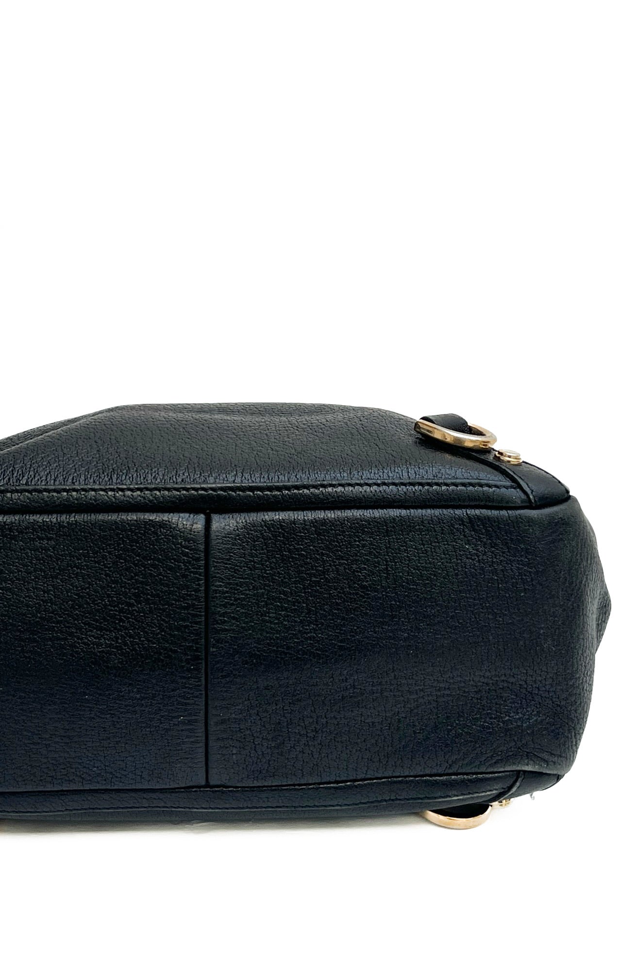 Vintage All Black Leather D-ring Bag