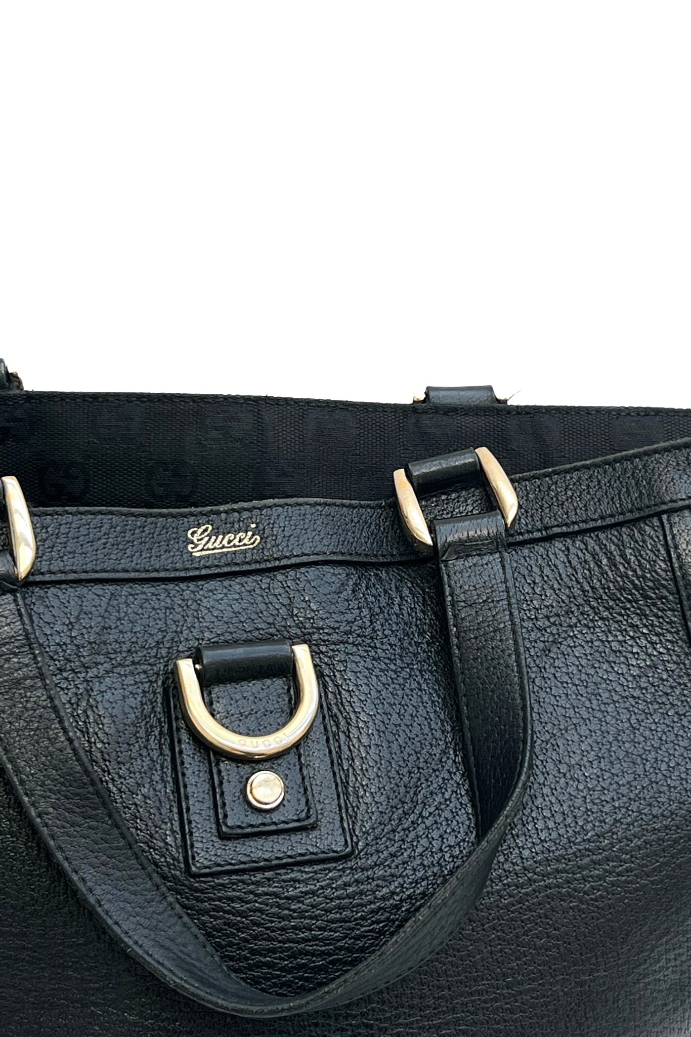 Vintage All Black Leather D-ring Bag