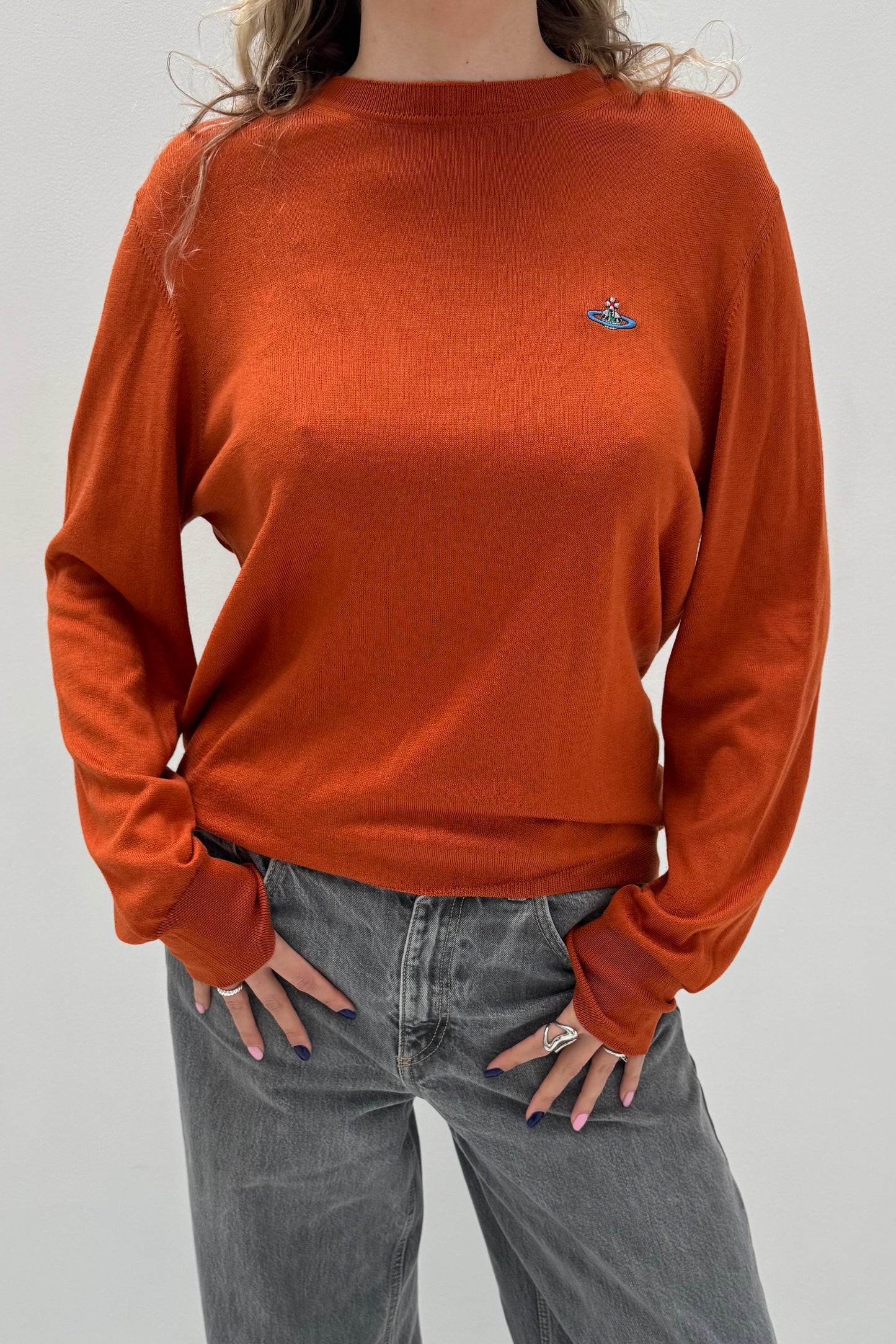 Vintage Orange Fine Knitted Jumper