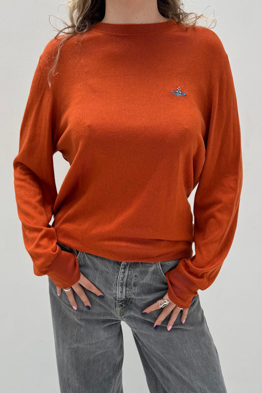 Vintage Orange Fine Knitted Jumper