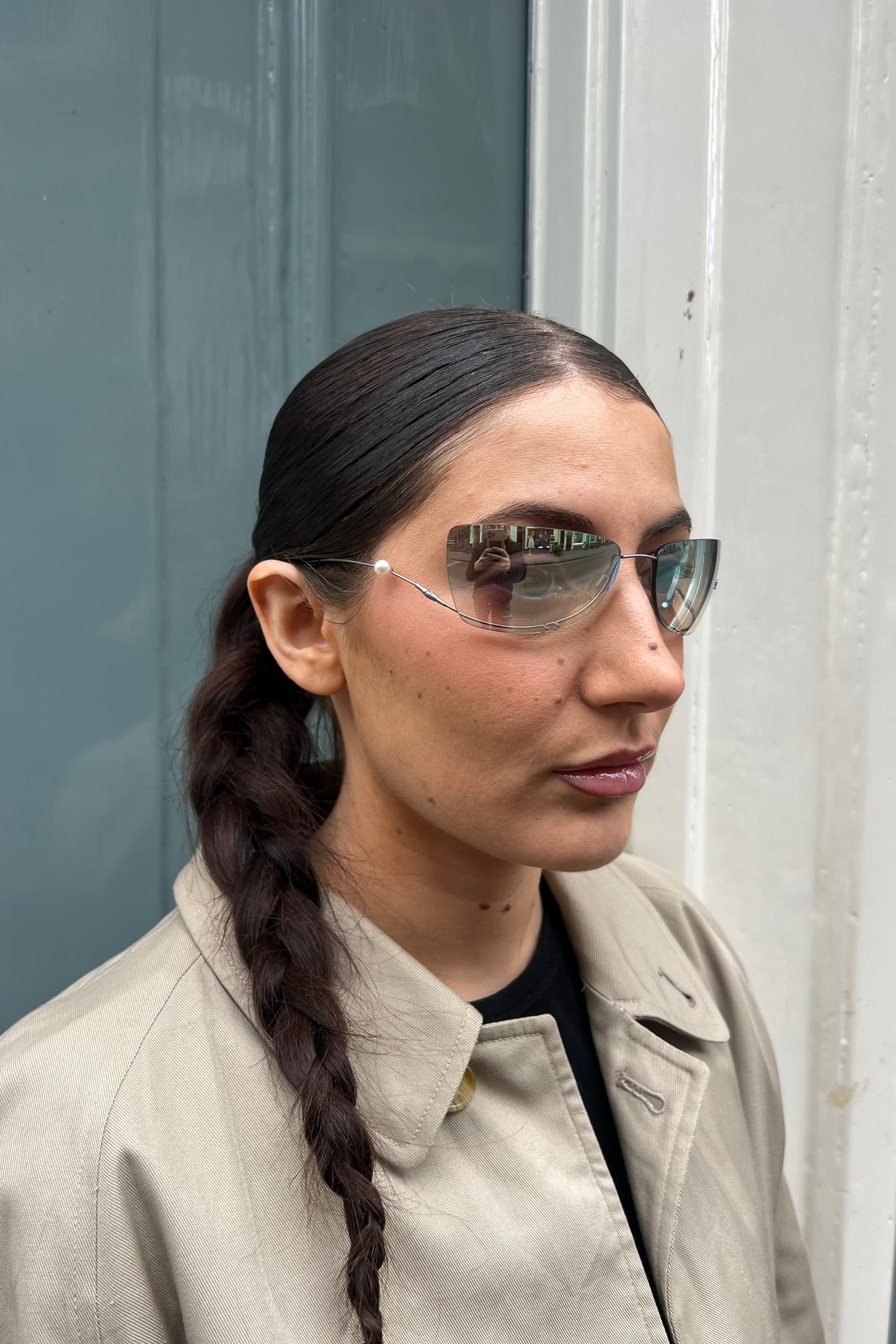 Vintage Iridescent Pearl Detail Sunglasses