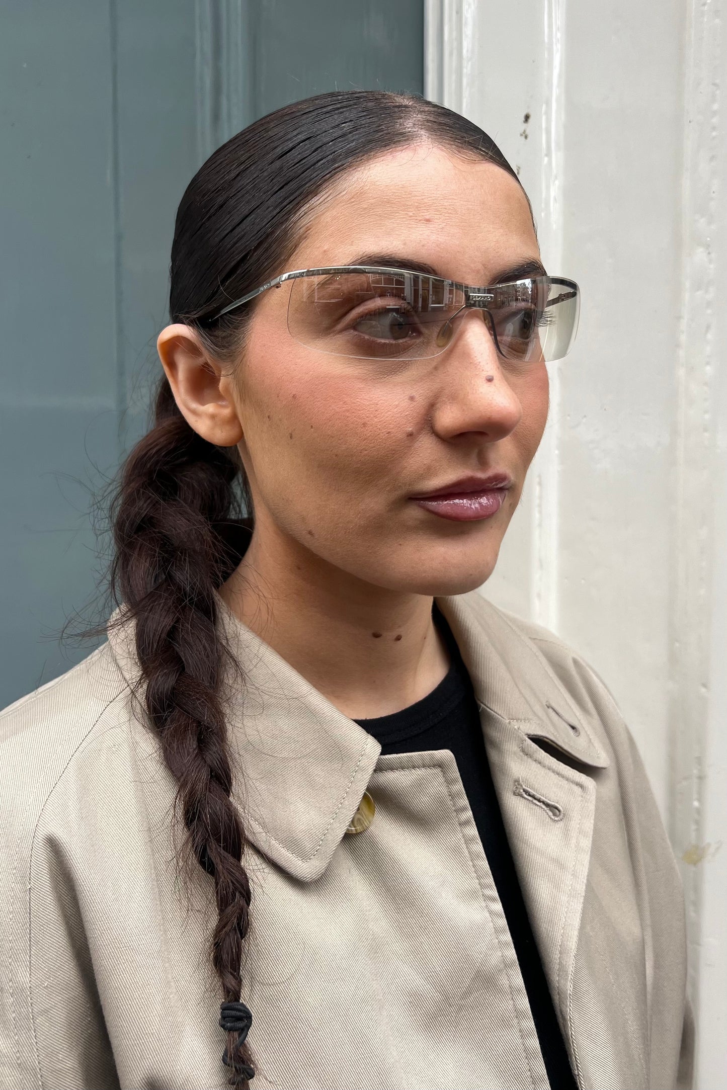 Vintage Transparant Tiny Rimless Speedy Sunglasses