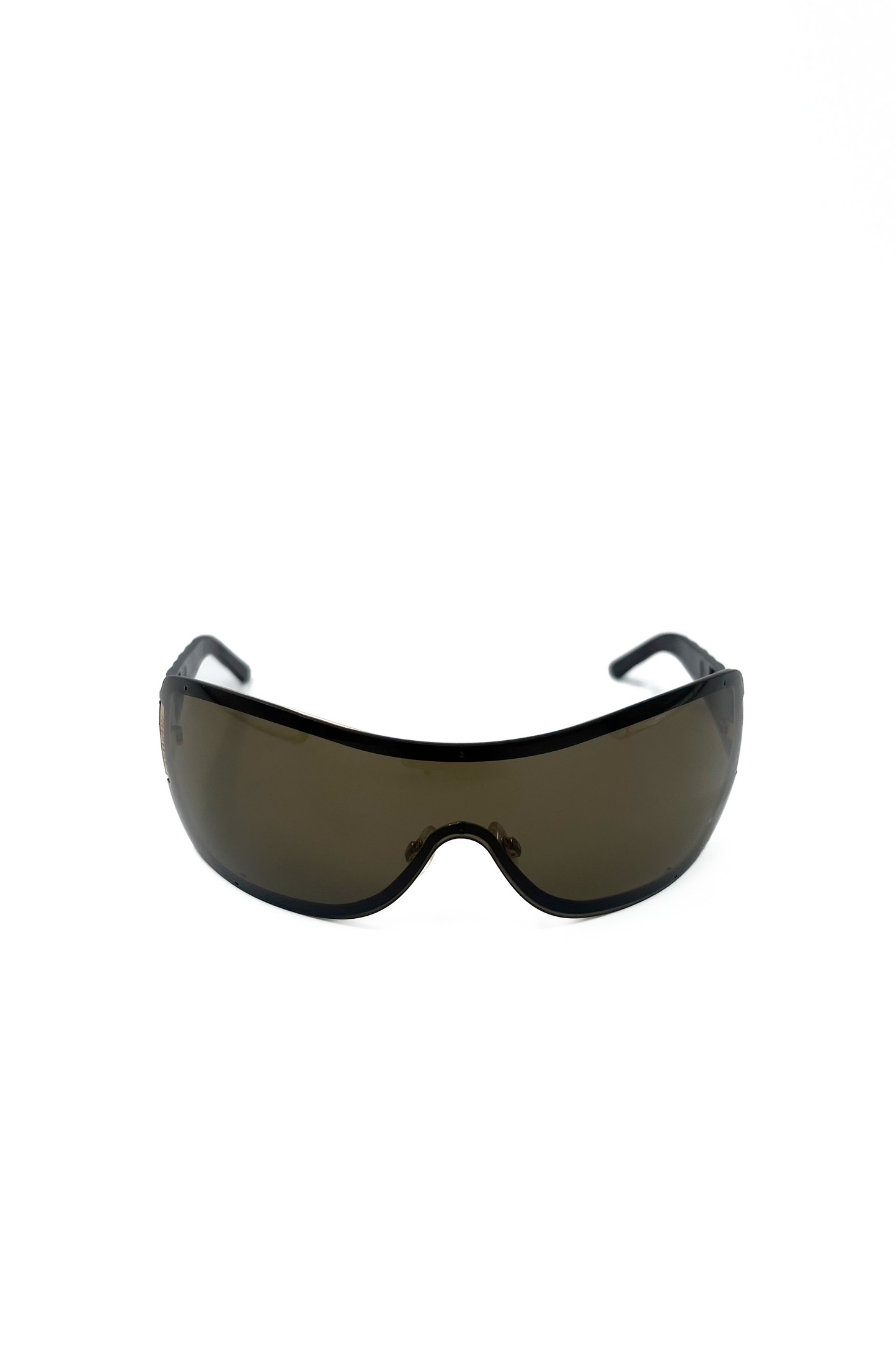 Vintage Chocolate & Gold Quilted Arms Mask Sunglasses