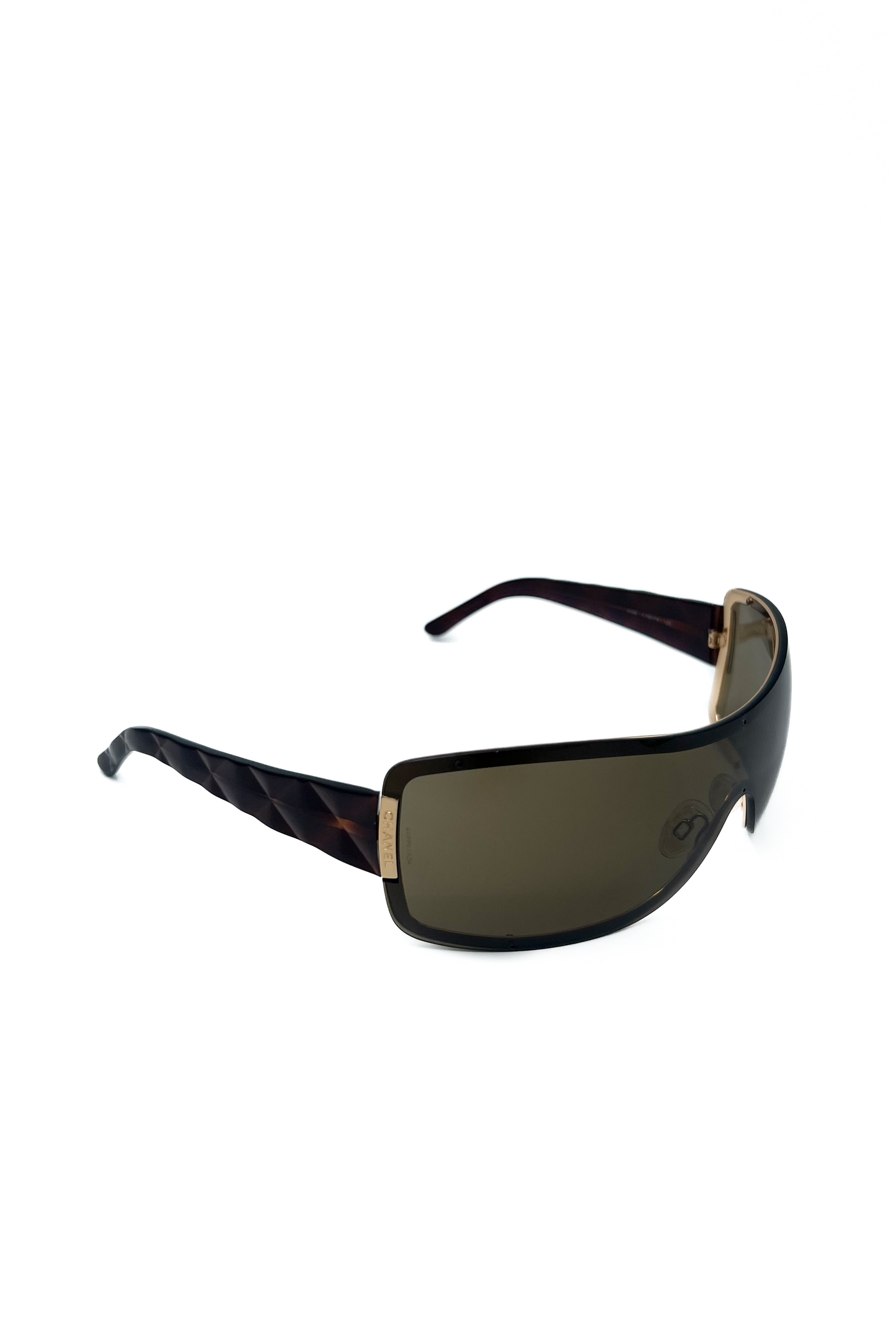 Vintage Chocolate & Gold Quilted Arms Mask Sunglasses