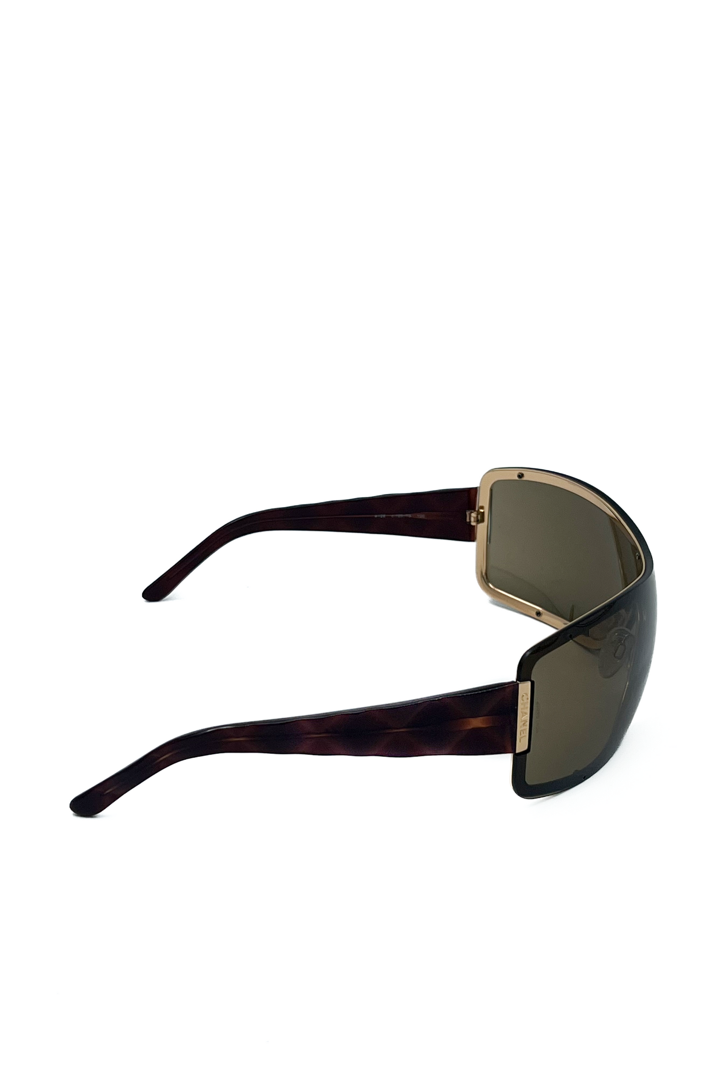 Vintage Chocolate & Gold Quilted Arms Mask Sunglasses