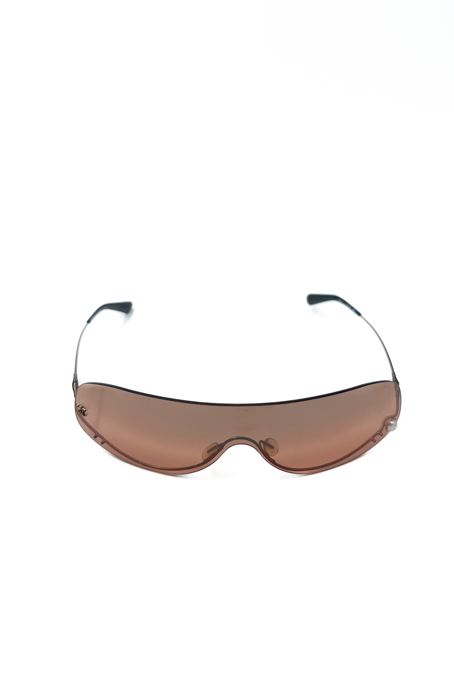 Vintage Smoked Orange Pearl Detail Mask Sunglasses