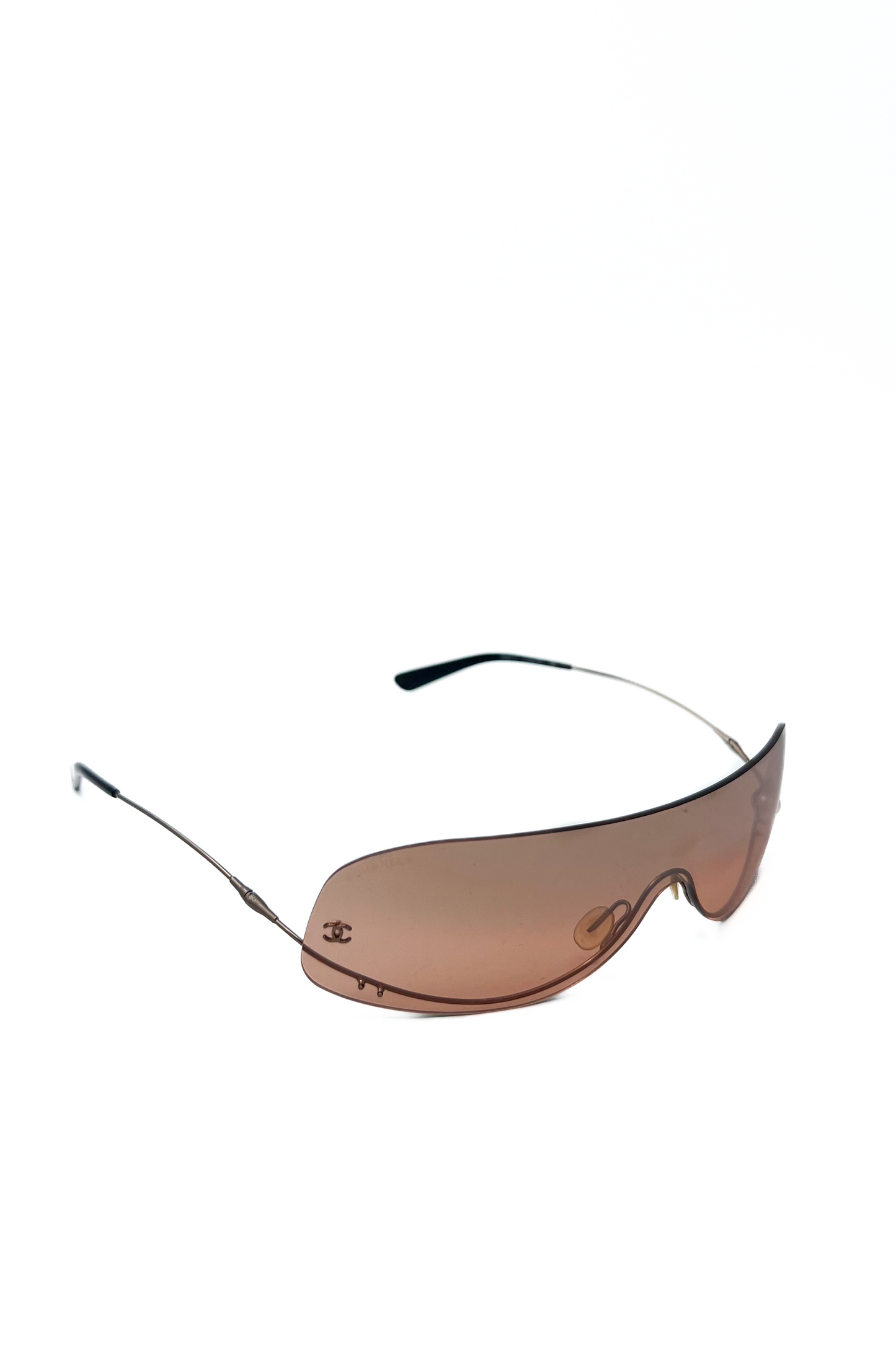 Vintage Smoked Orange Pearl Detail Mask Sunglasses
