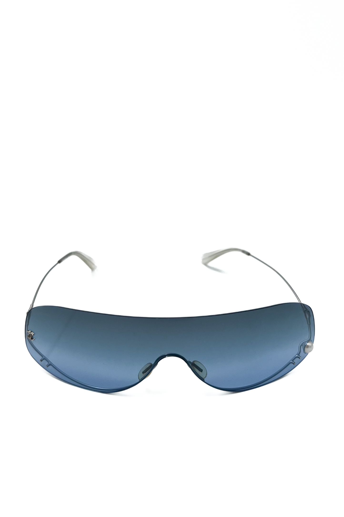 Vintage Blue Pearl Detail Mask Sunglasses