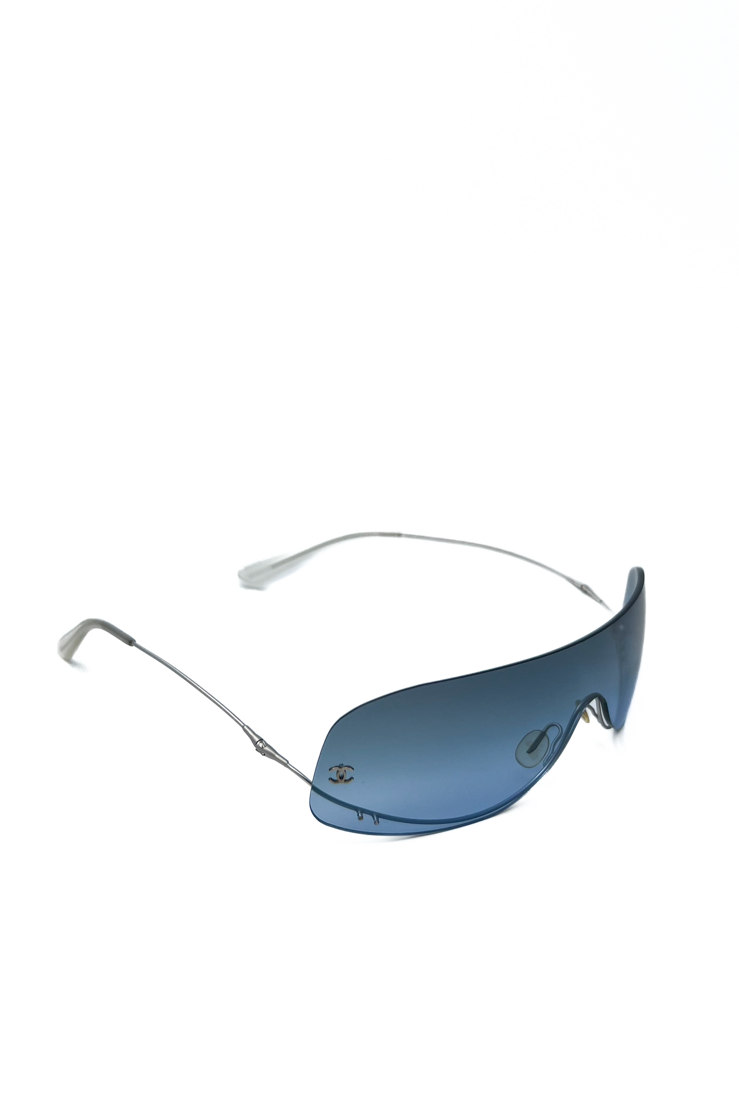 Vintage Blue Pearl Detail Mask Sunglasses