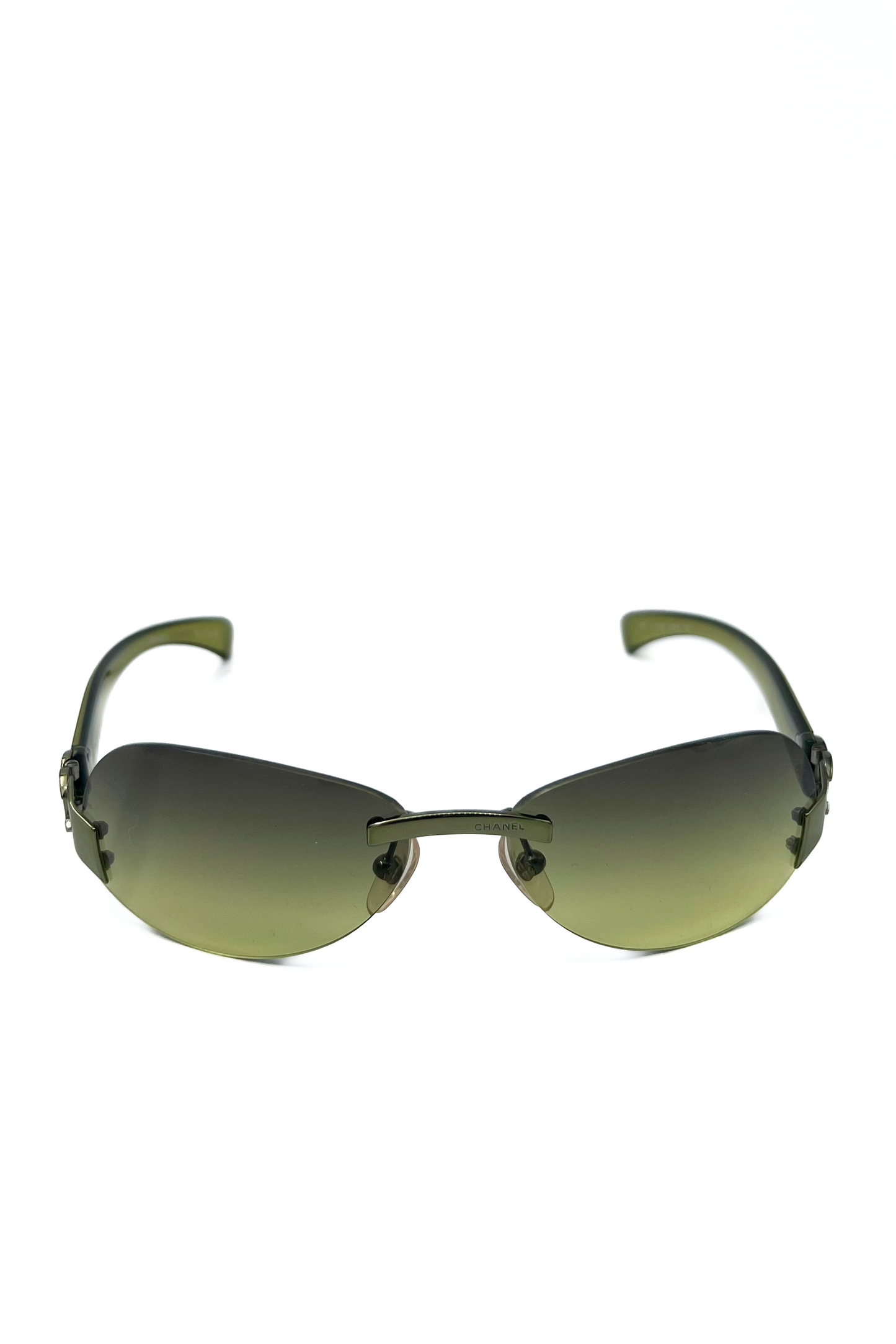 Vintage Green Rimless Y2K Sunglasses
