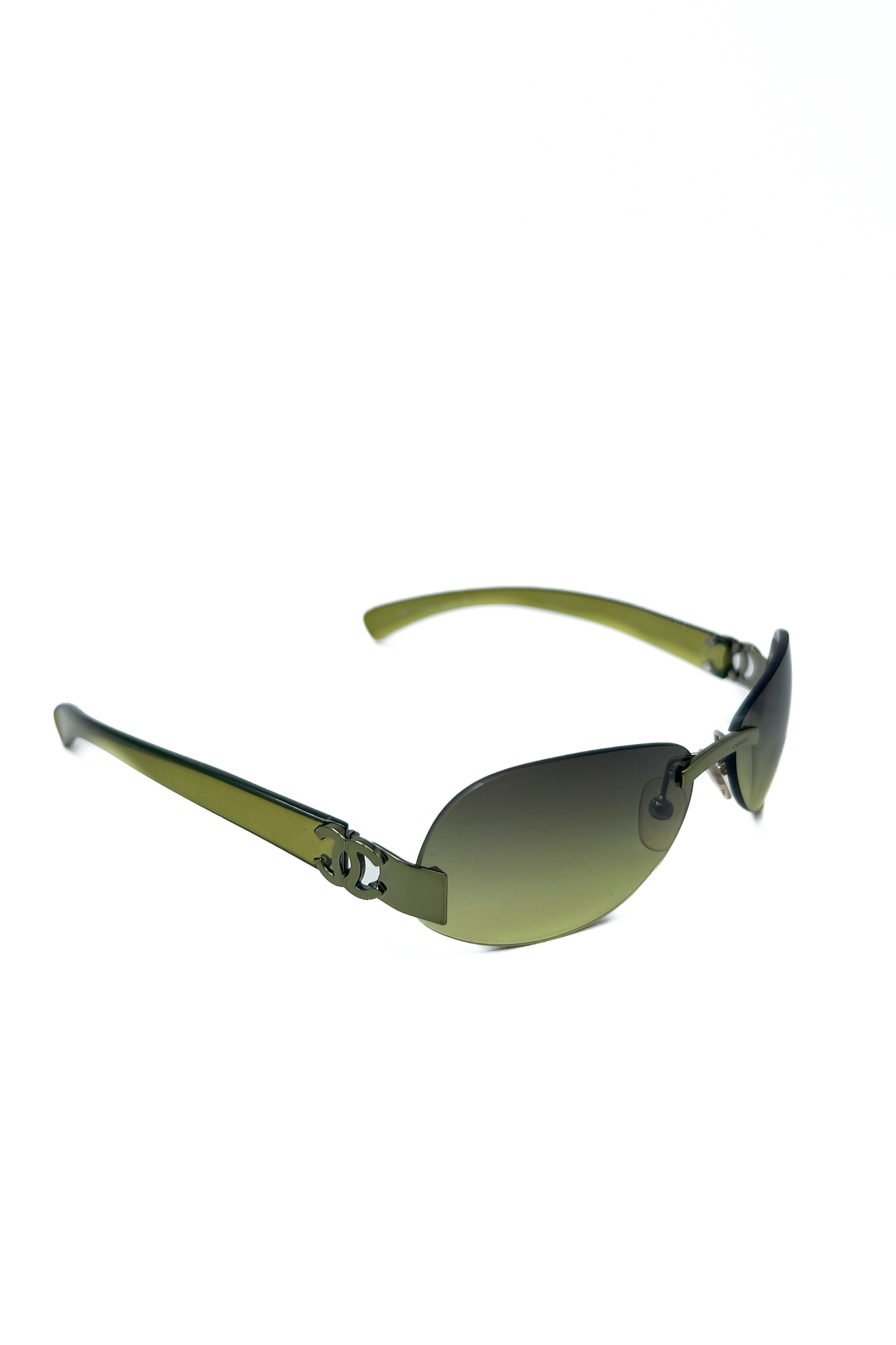 Vintage Green Rimless Y2K Sunglasses