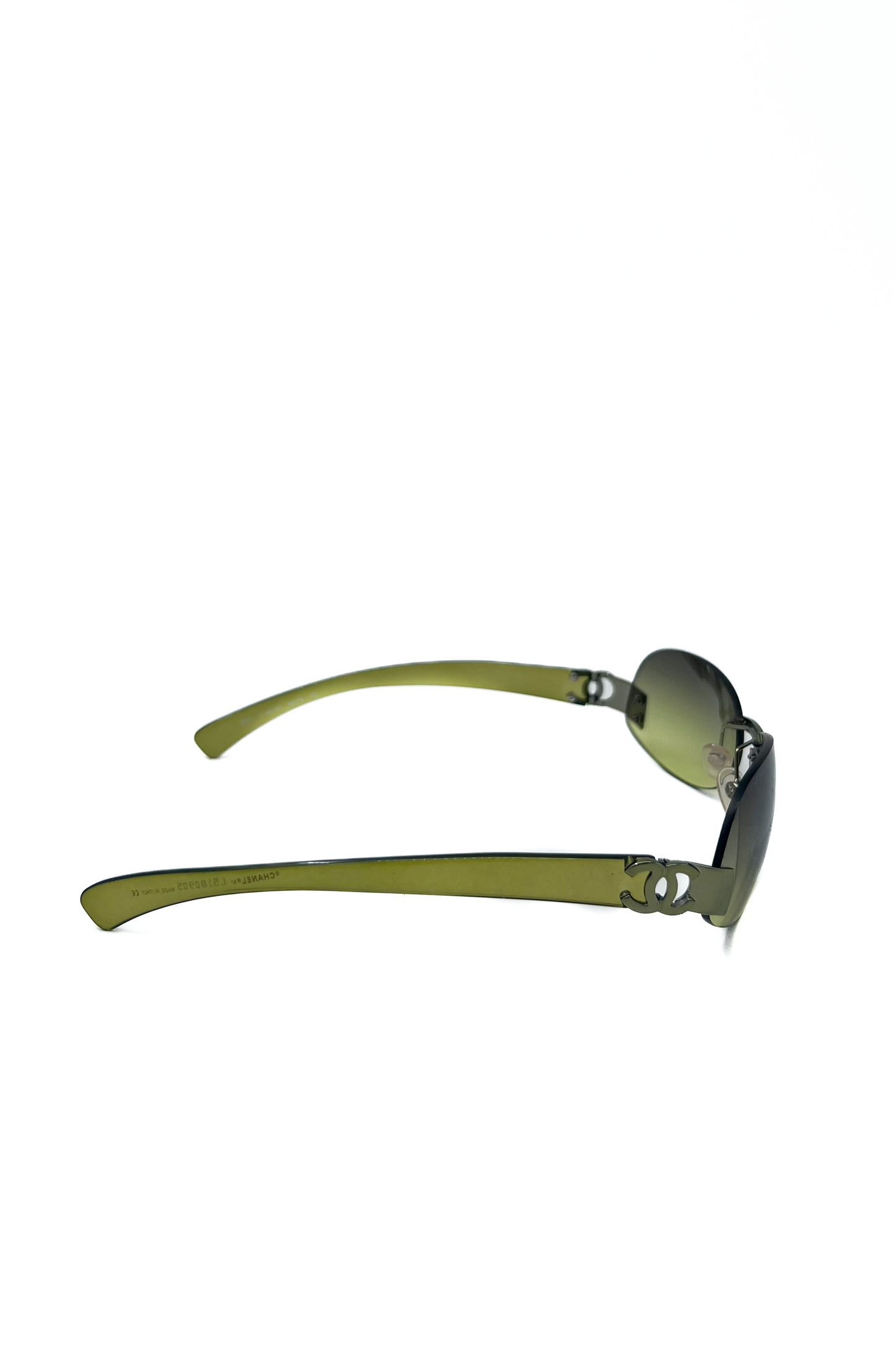 Vintage Green Rimless Y2K Sunglasses