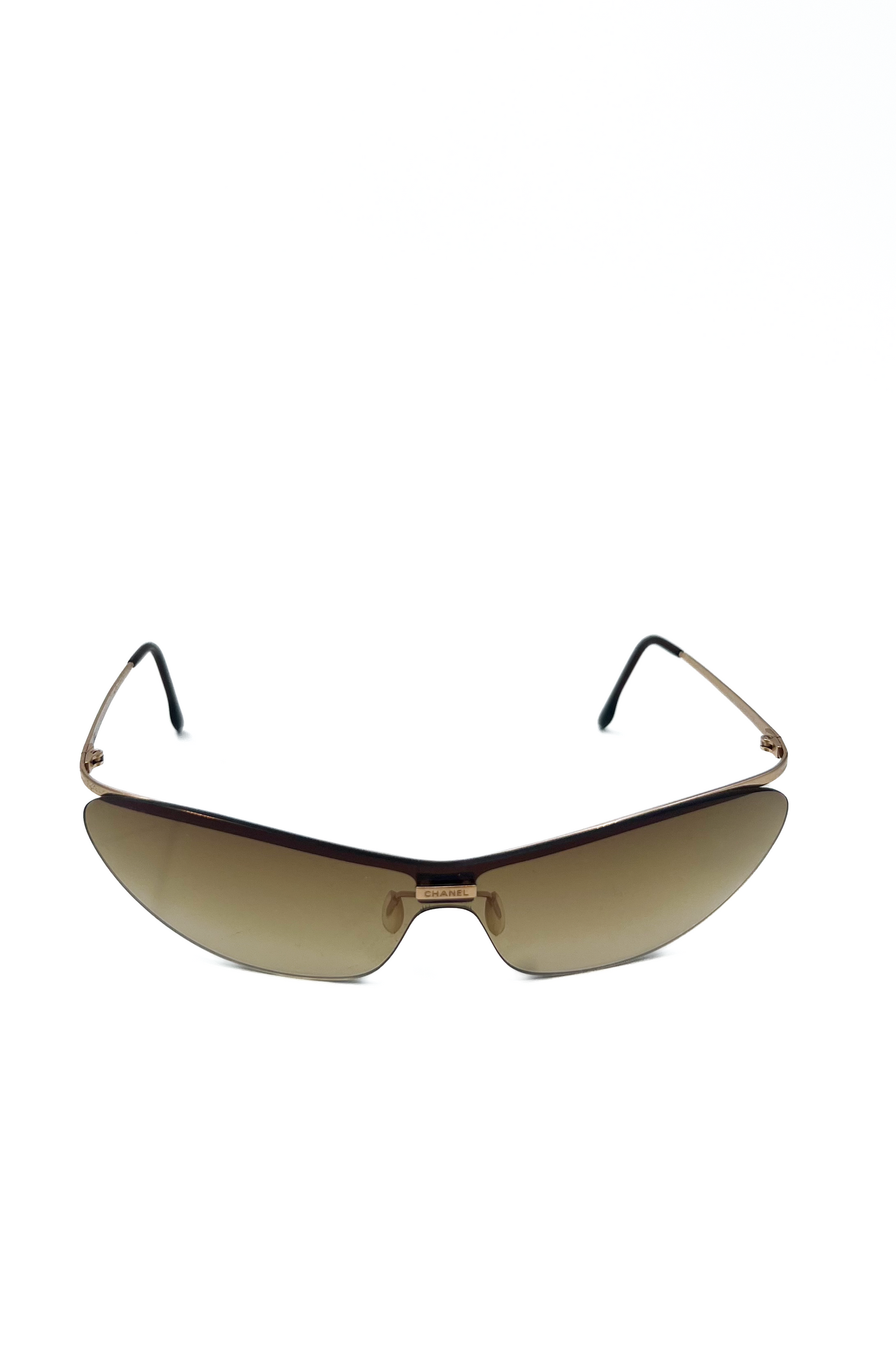 Vintage Brown Tiny Rimless Speedy Sunglasses