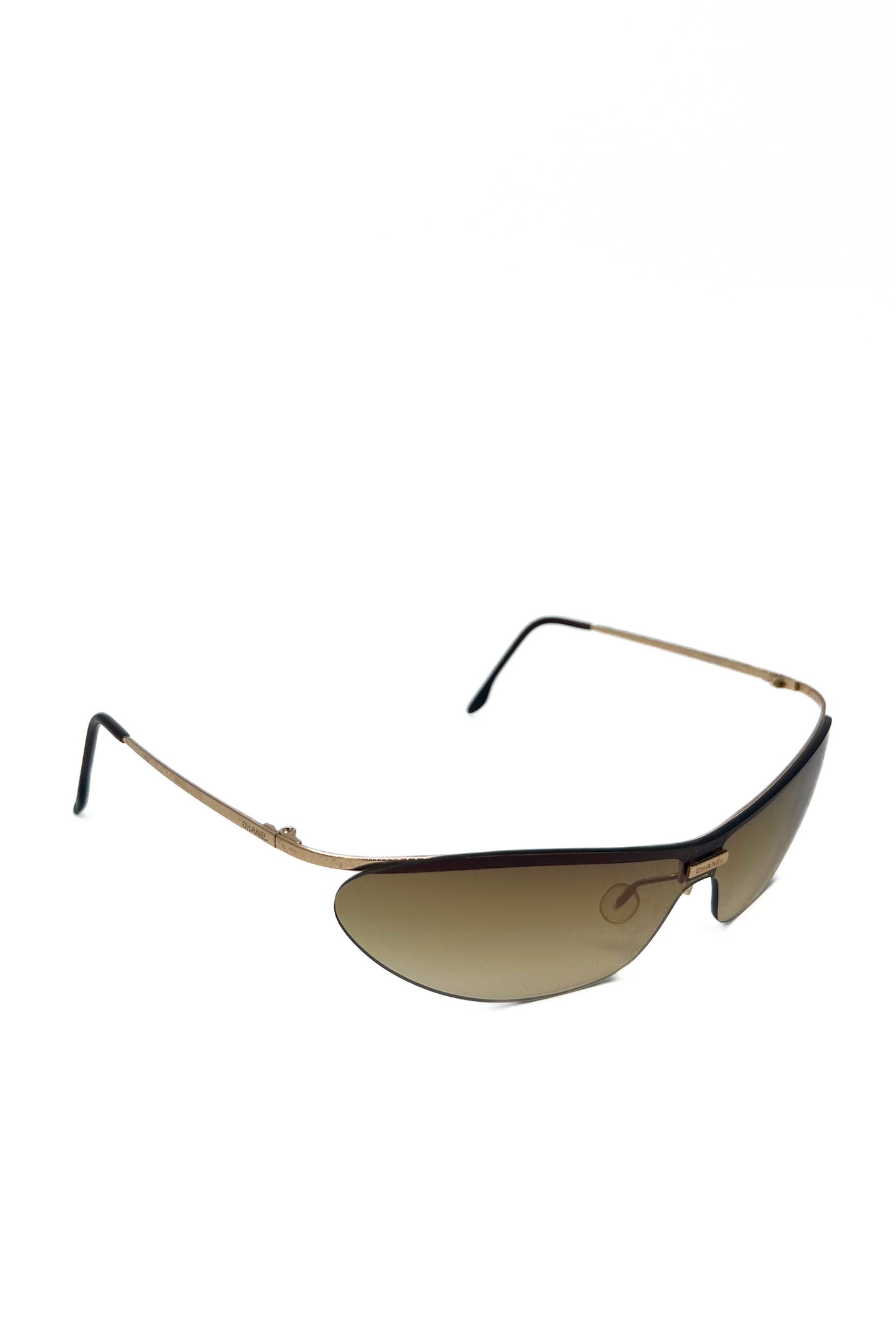 Vintage Brown Tiny Rimless Speedy Sunglasses