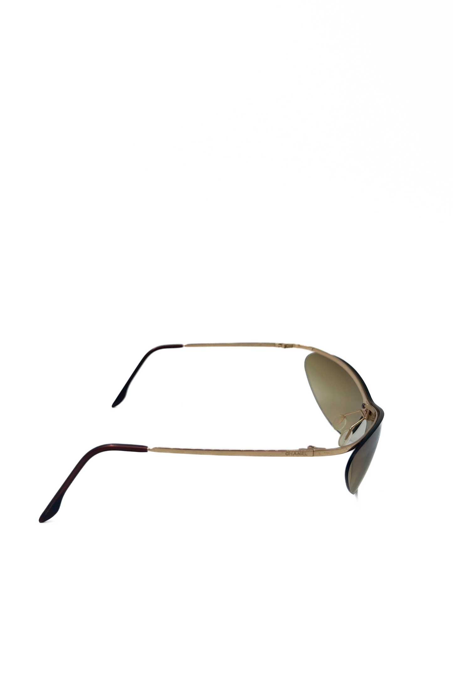Vintage Brown Tiny Rimless Speedy Sunglasses