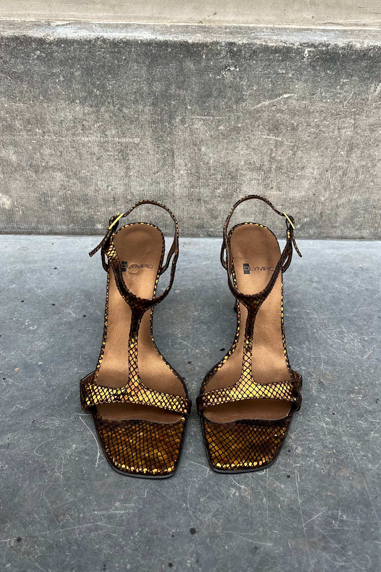 Vintage Metallic Snake Printed Heels 40