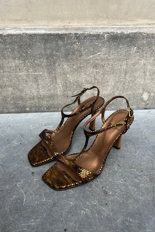 Vintage Metallic Snake Printed Heels 40