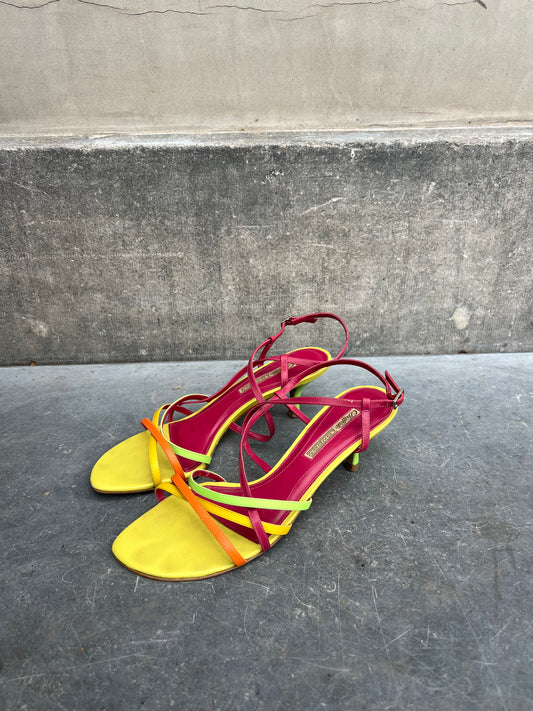 Vintage Multicolor Heeled Sandals 40