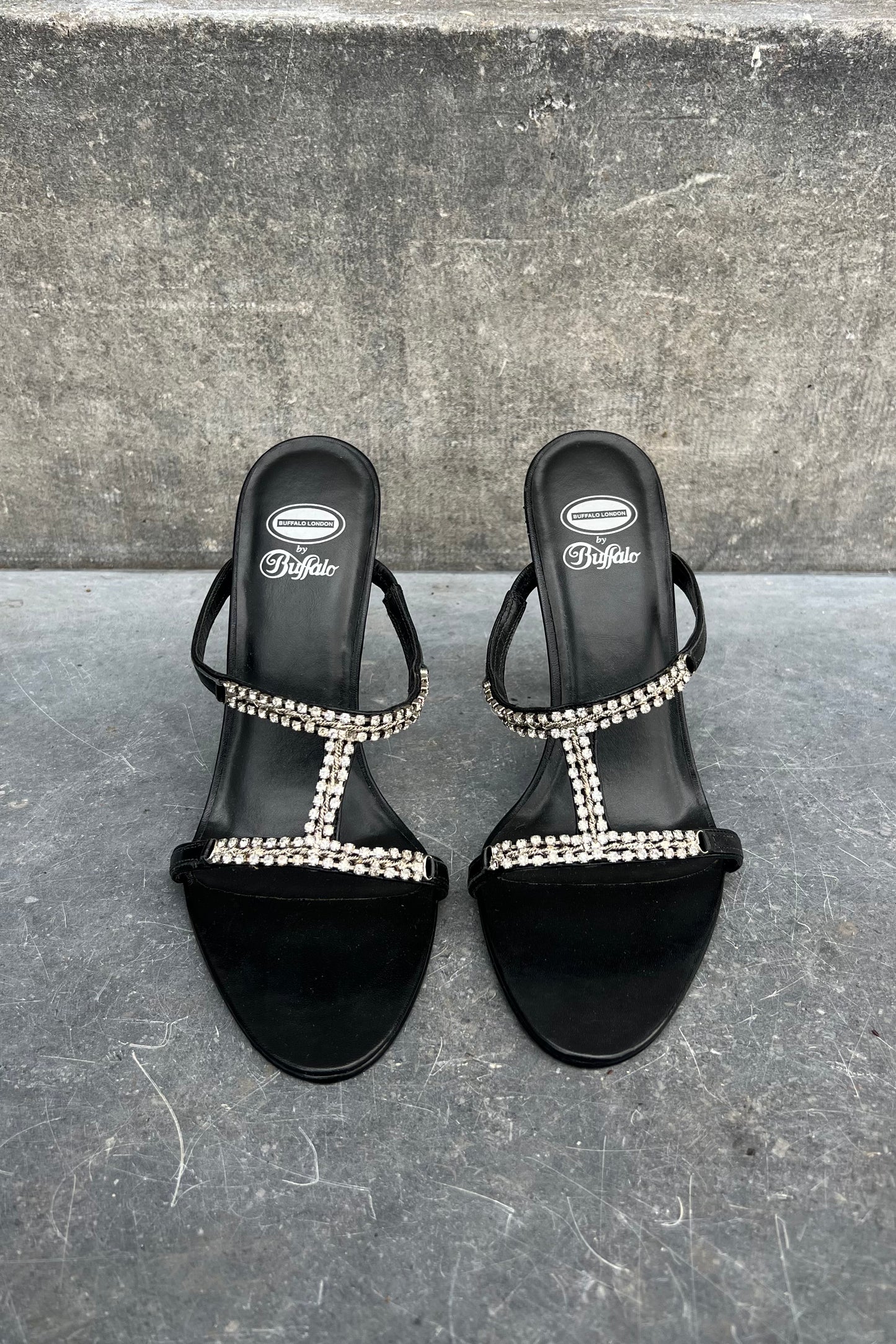 Vintage Black Strass Heels 40