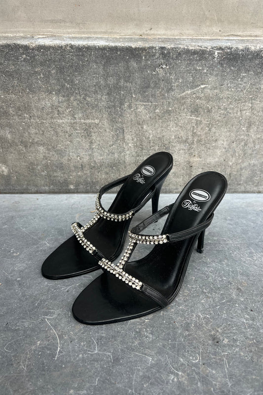 Vintage Black Strass Heels 40