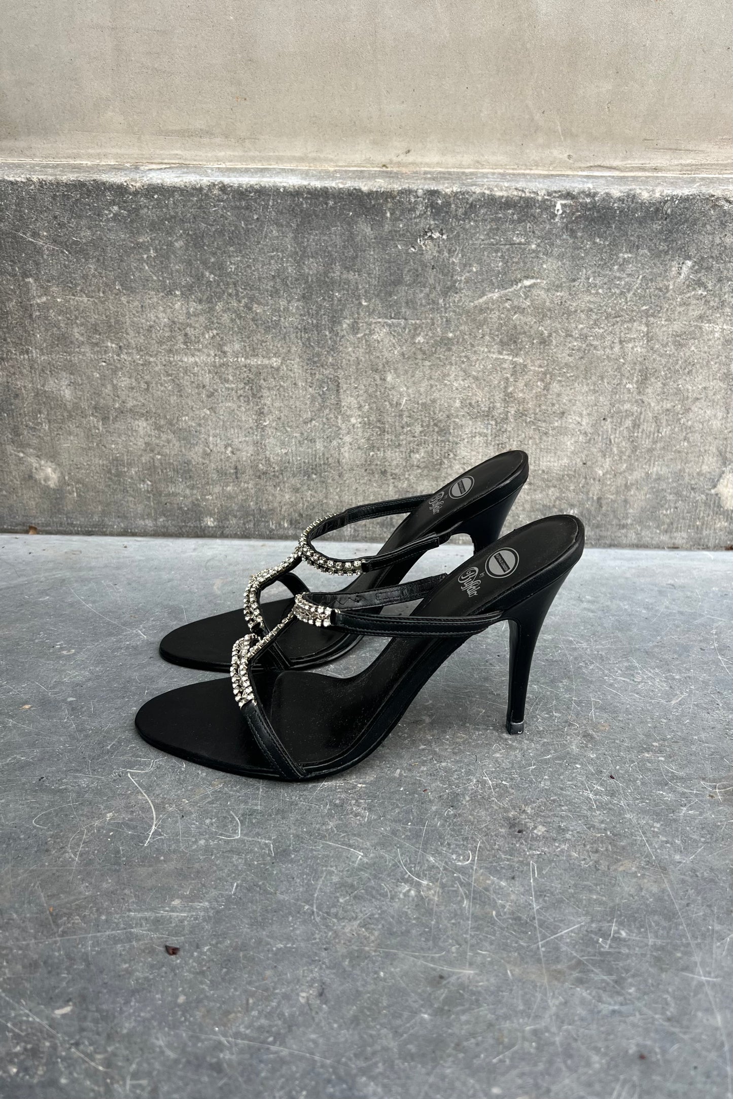 Vintage Black Strass Heels 40