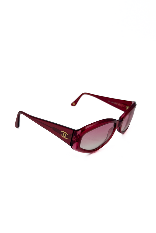 Vintage Red Golden Glow Geometric Sunglasses