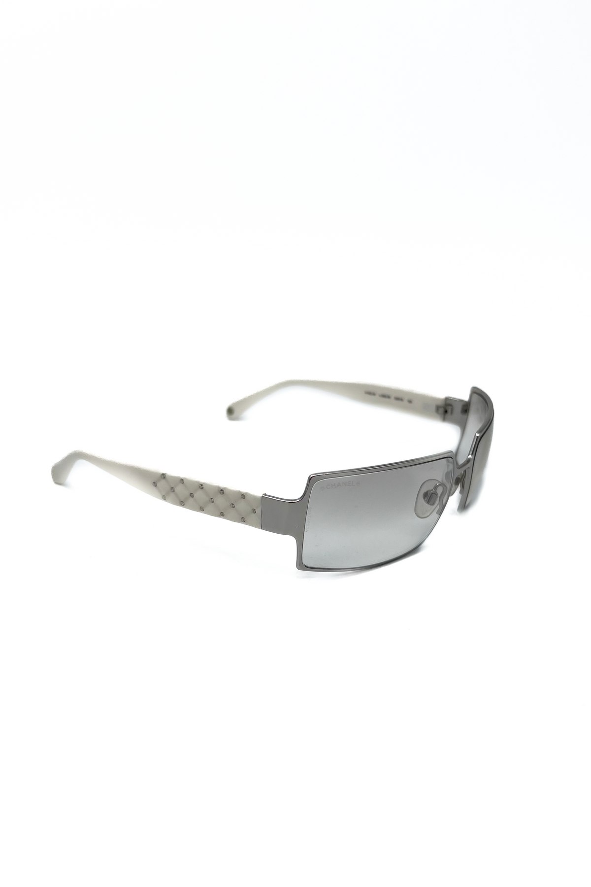 CHANEL Transparent Glitter Sunglasses Chanel Clear Rhinestone Logo Sunglasses – Treasures of NYC main image 3