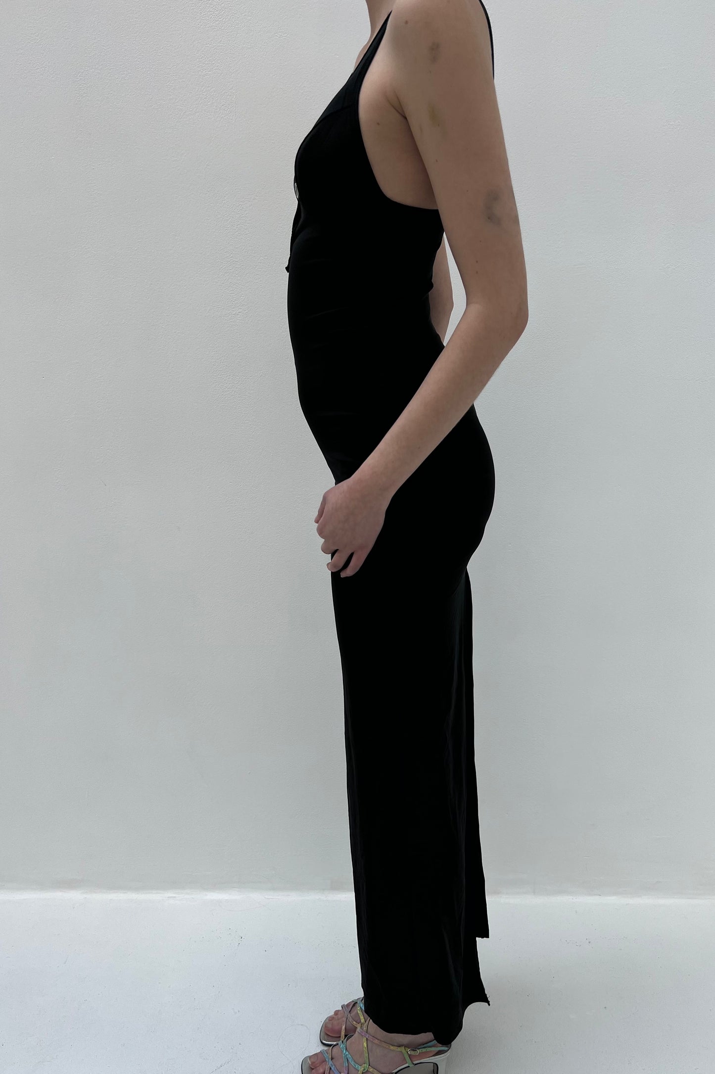 Vintage Black Simple Cups Maxi Dress