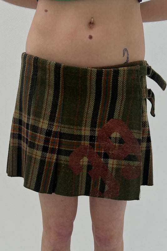 Vintage Woolen Checkered 39 Pleated Skirt