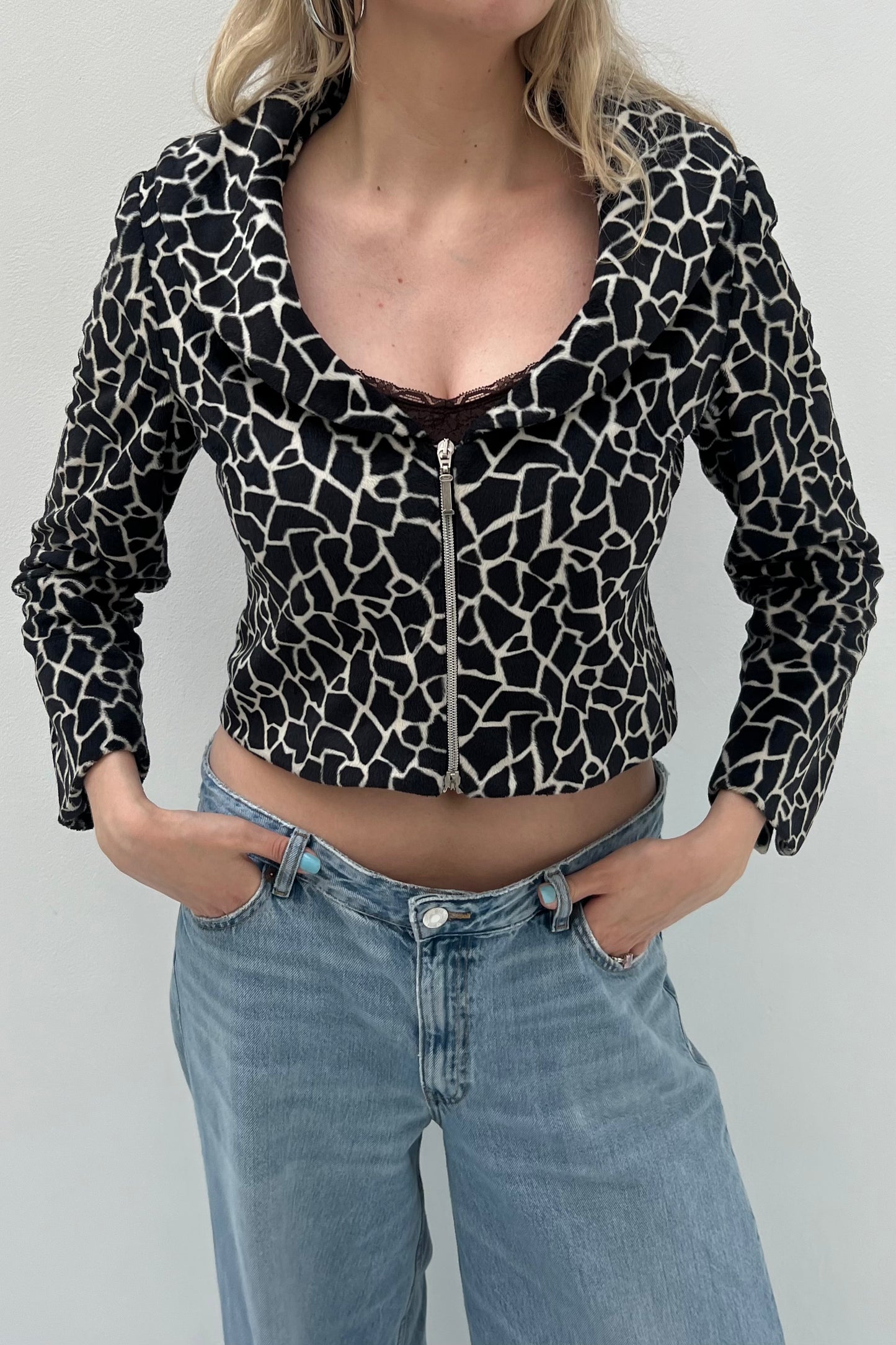 Vintage Black & White Giraffe Jacket