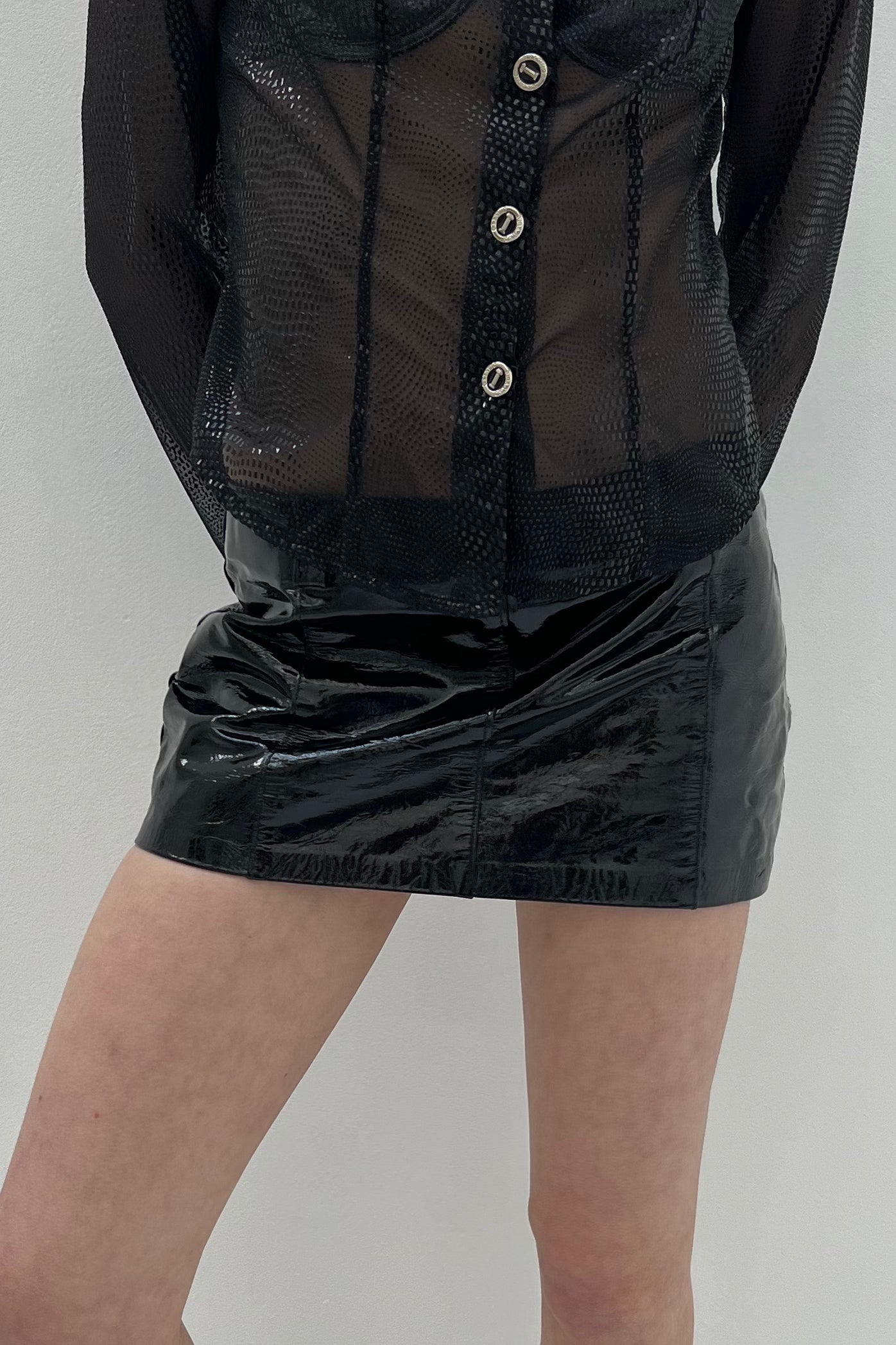Vintage Black Patent Leather Mini Skirt