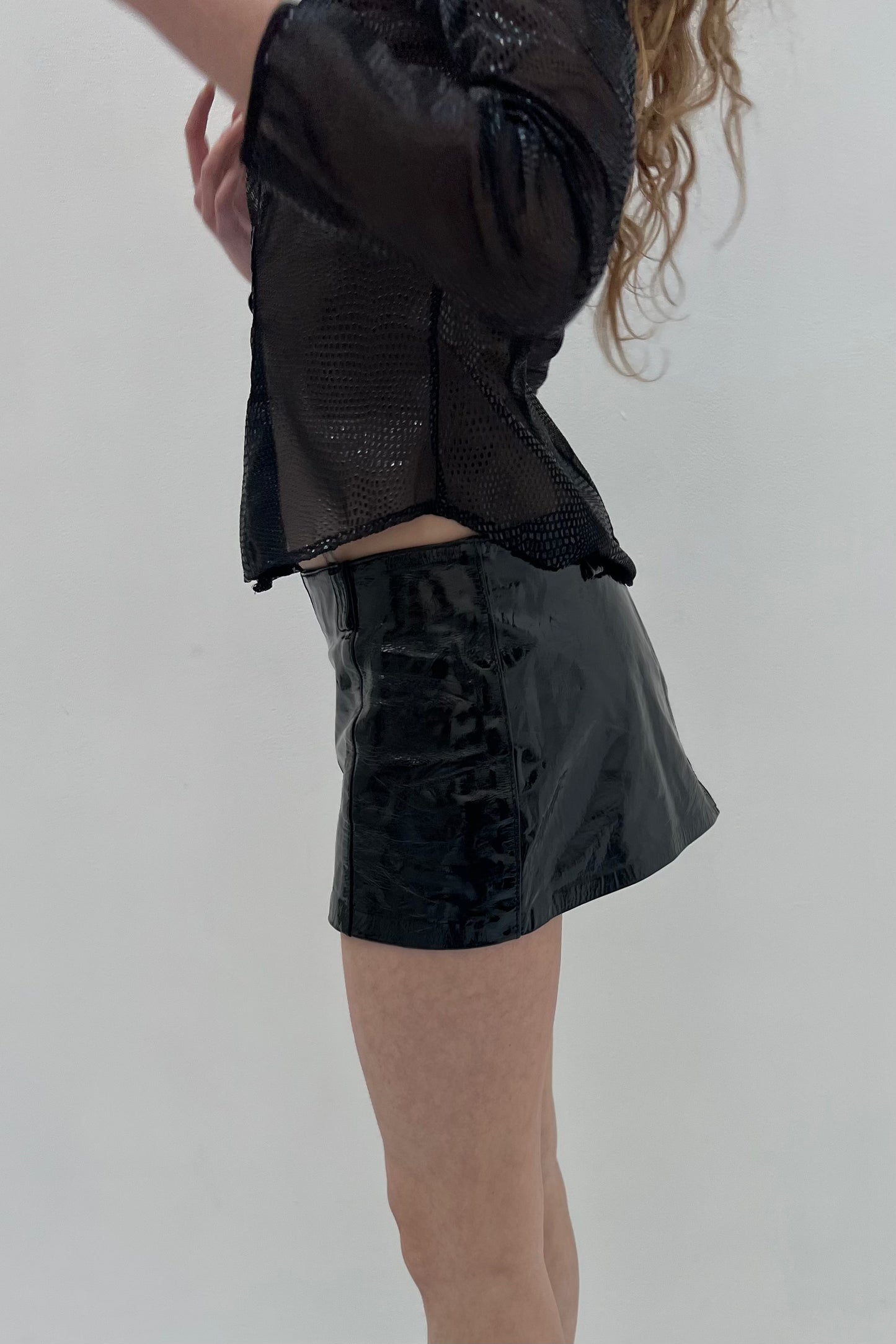 Vintage Black Patent Leather Mini Skirt